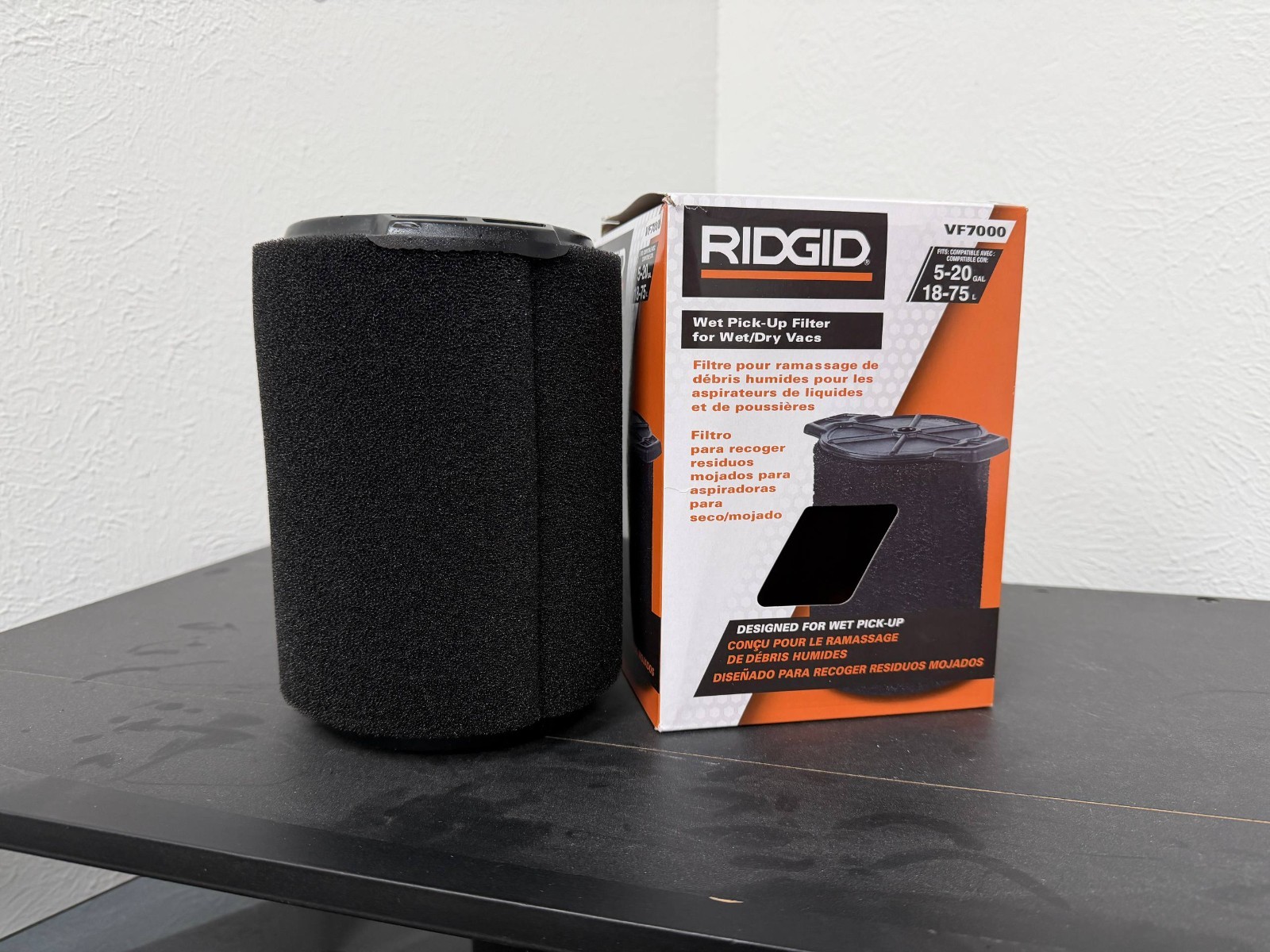 Ridgid VF7000 Wet-Pickup Filter Black for 5-20 Gallon Wet & Dry Vacuum Cleaners
