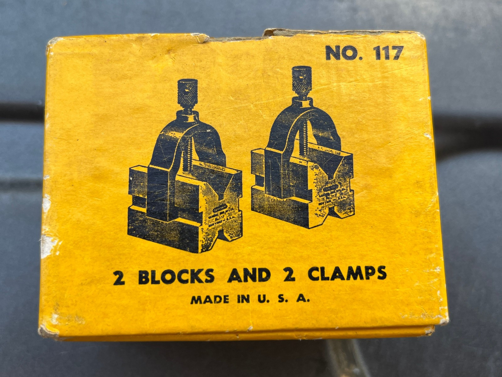 Vintage GENERAL USA #117 V-Block Pair w/2 Clamps