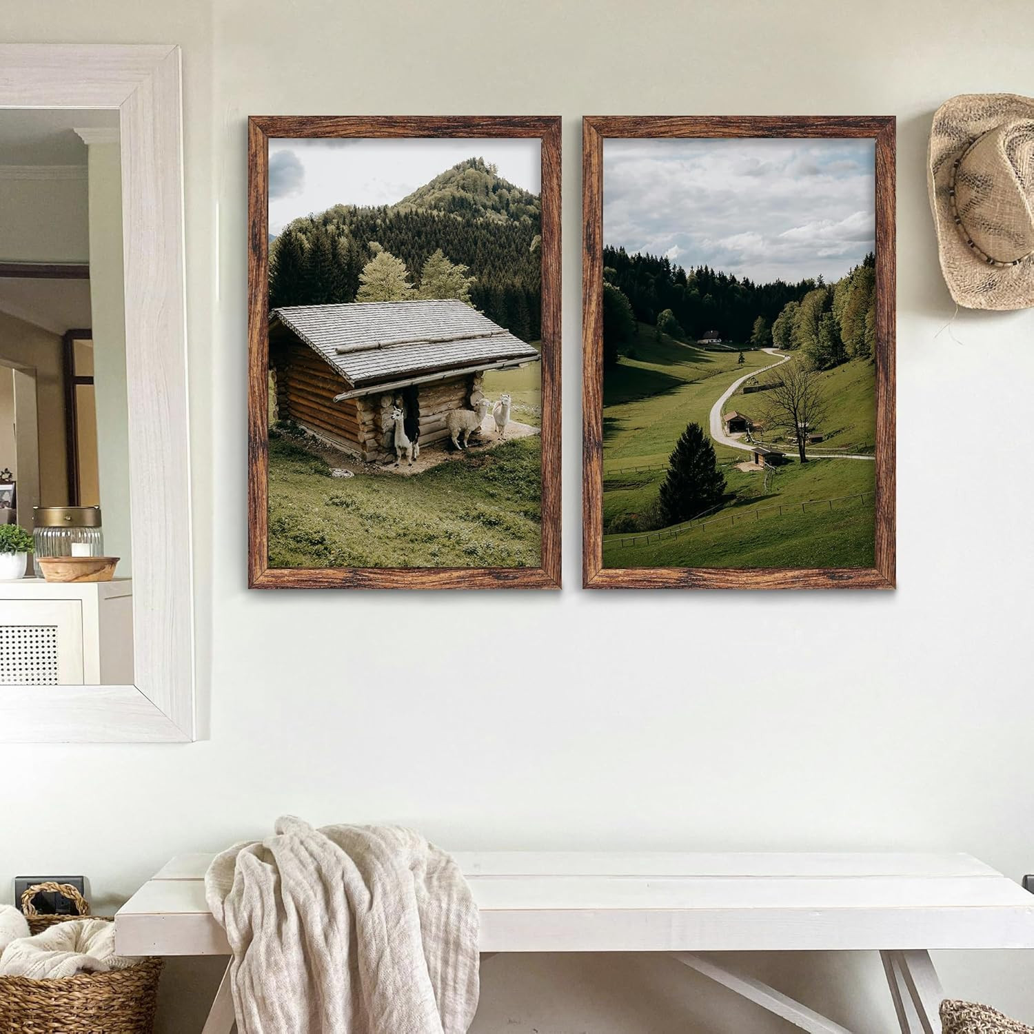 11X17 Picture Frame Brown, Classic Poster Frame for Horizontal or Vertical Wall