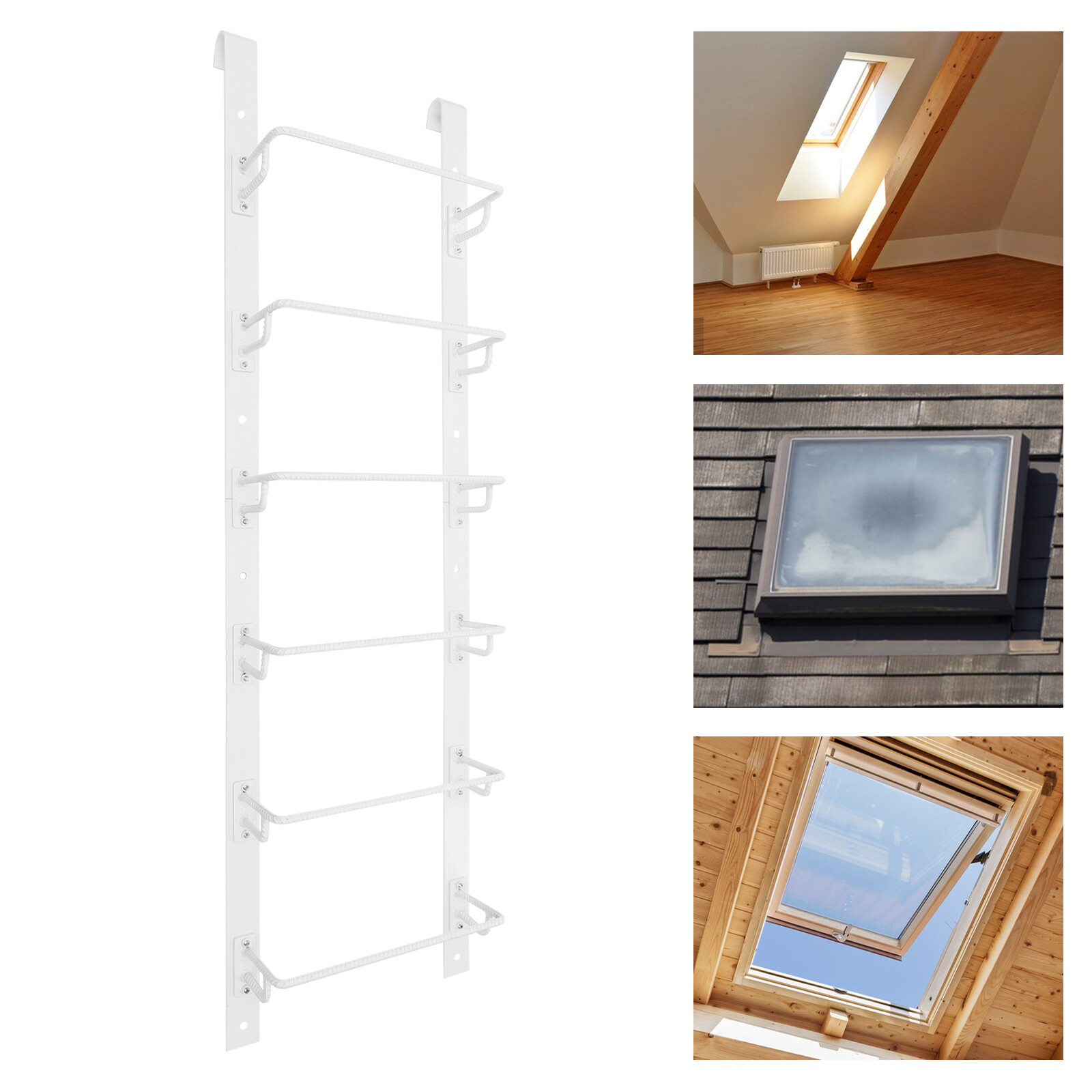 6-Steps Steel Well Ladder Egress Window Ladder Heavy-Duty Window Well Ladder