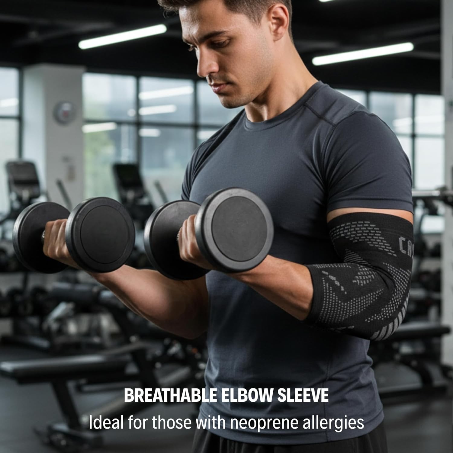 2X Elbow Brace Compression Support Sleeve Arthritis Tendonitis Reduce Joint Pain