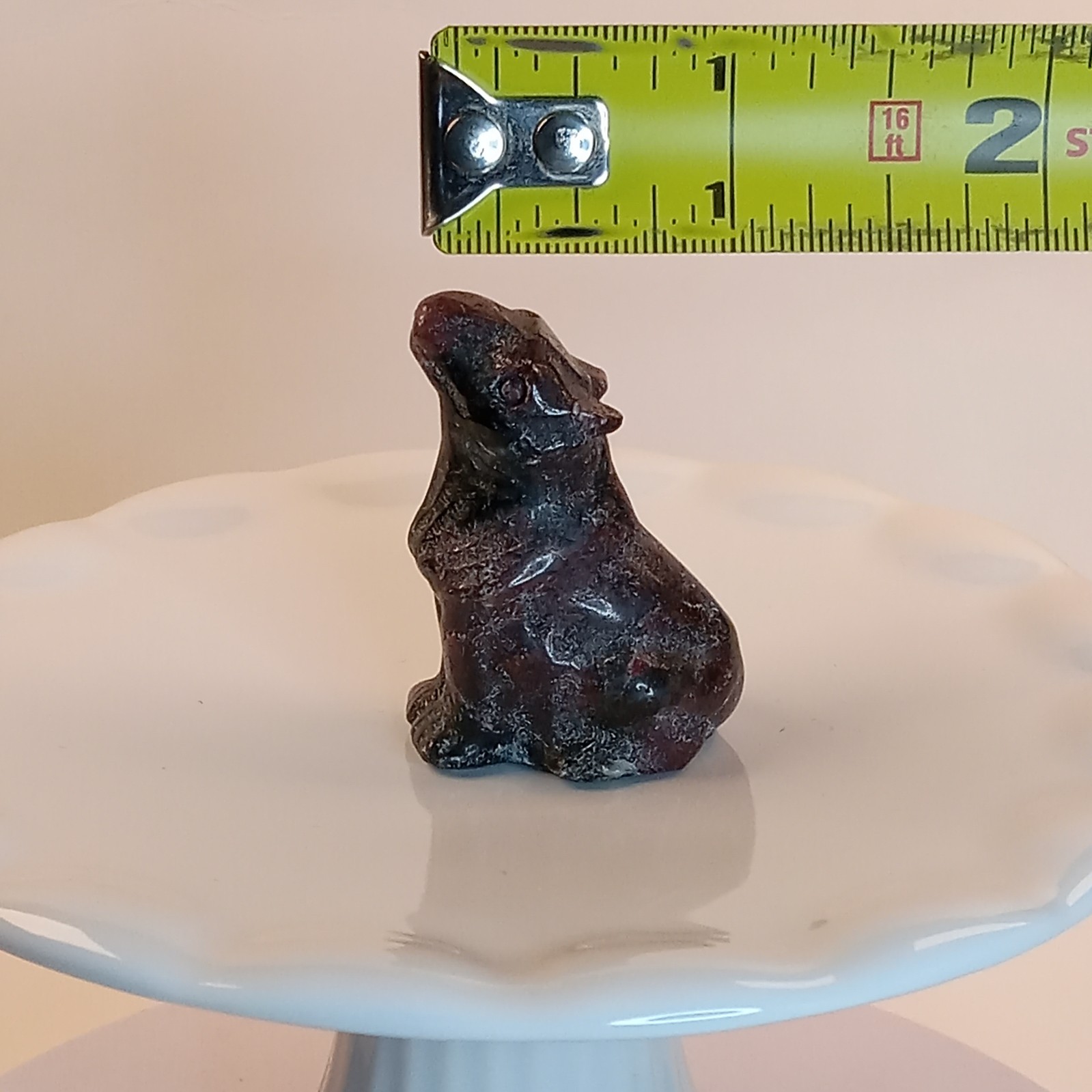 Garnet Astrophyllite Crystal Wolf Carving Polished 28g | F38