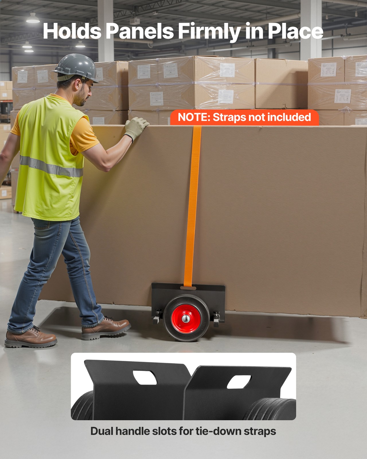 VEVOR Panel Dolly 1000 lbs Load Drywall Mover with 10 in Rubber Wheels