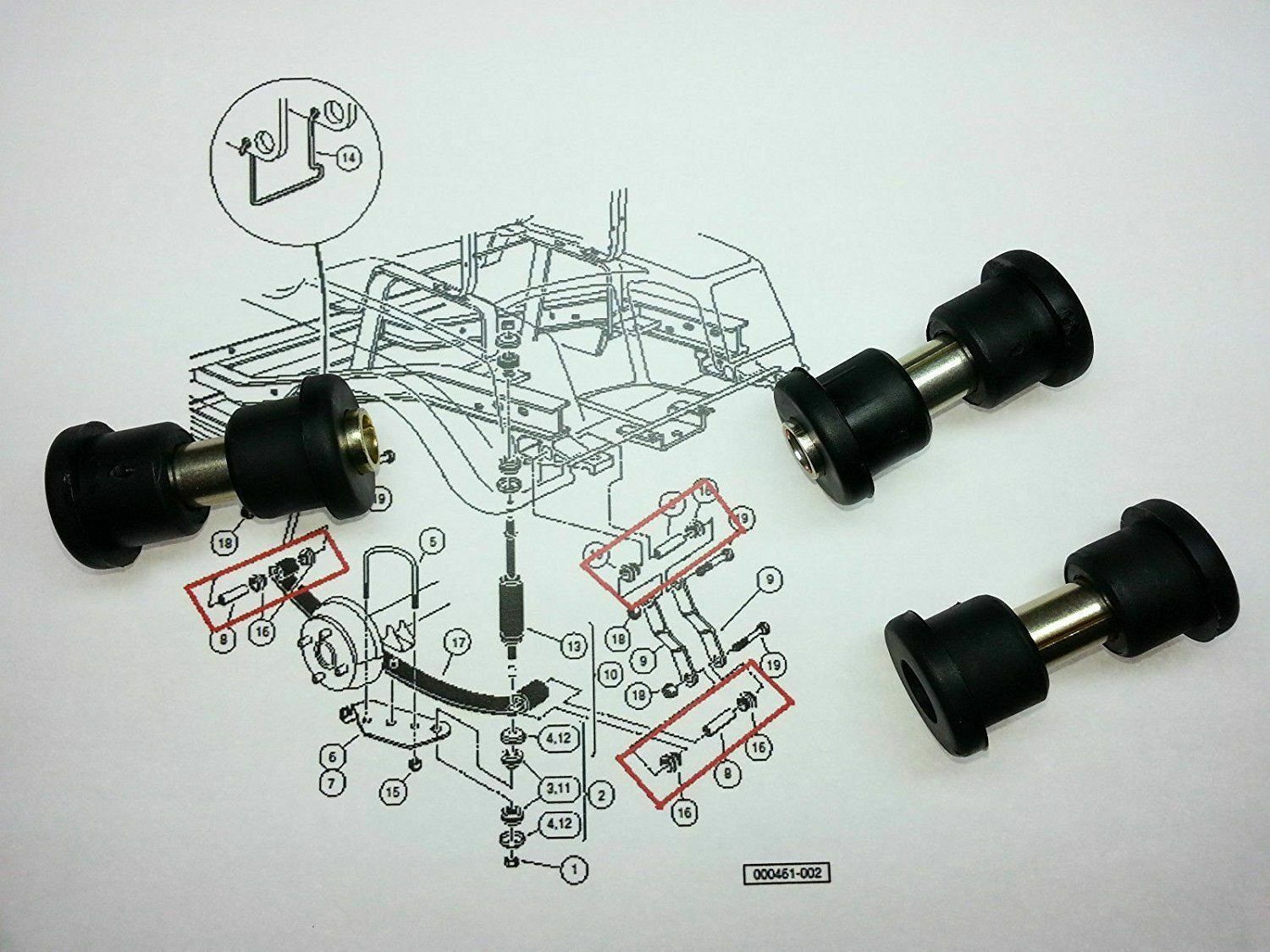 Club Car DS Bushing Kits for all Front Rear Leaf Spring & Upper A Arm Suspension