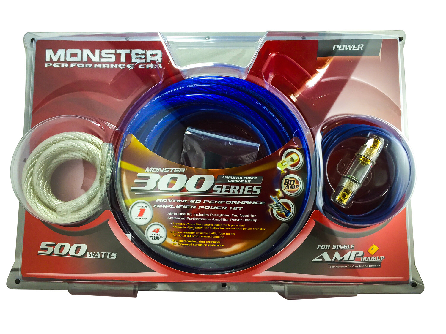 Monster Cable 300 Advanced Performance Amp Power Kit 500 watts - 80 Amp 4 Gauge