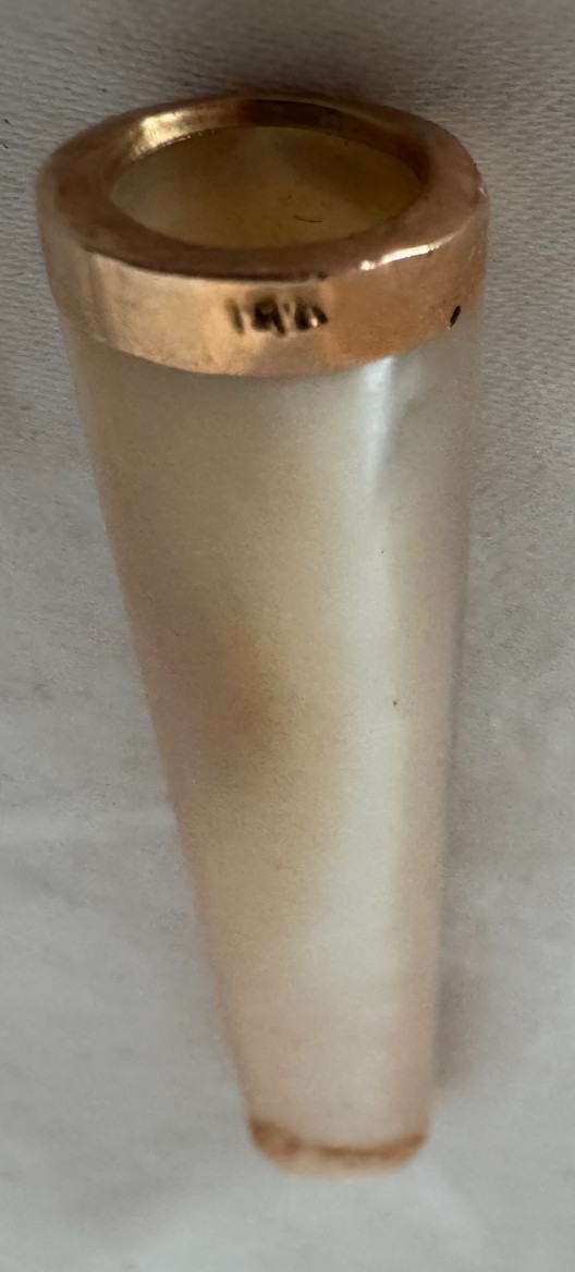 Antique Mother Of Pearl Cigarette Holder 14K Gold Tip w/ Case