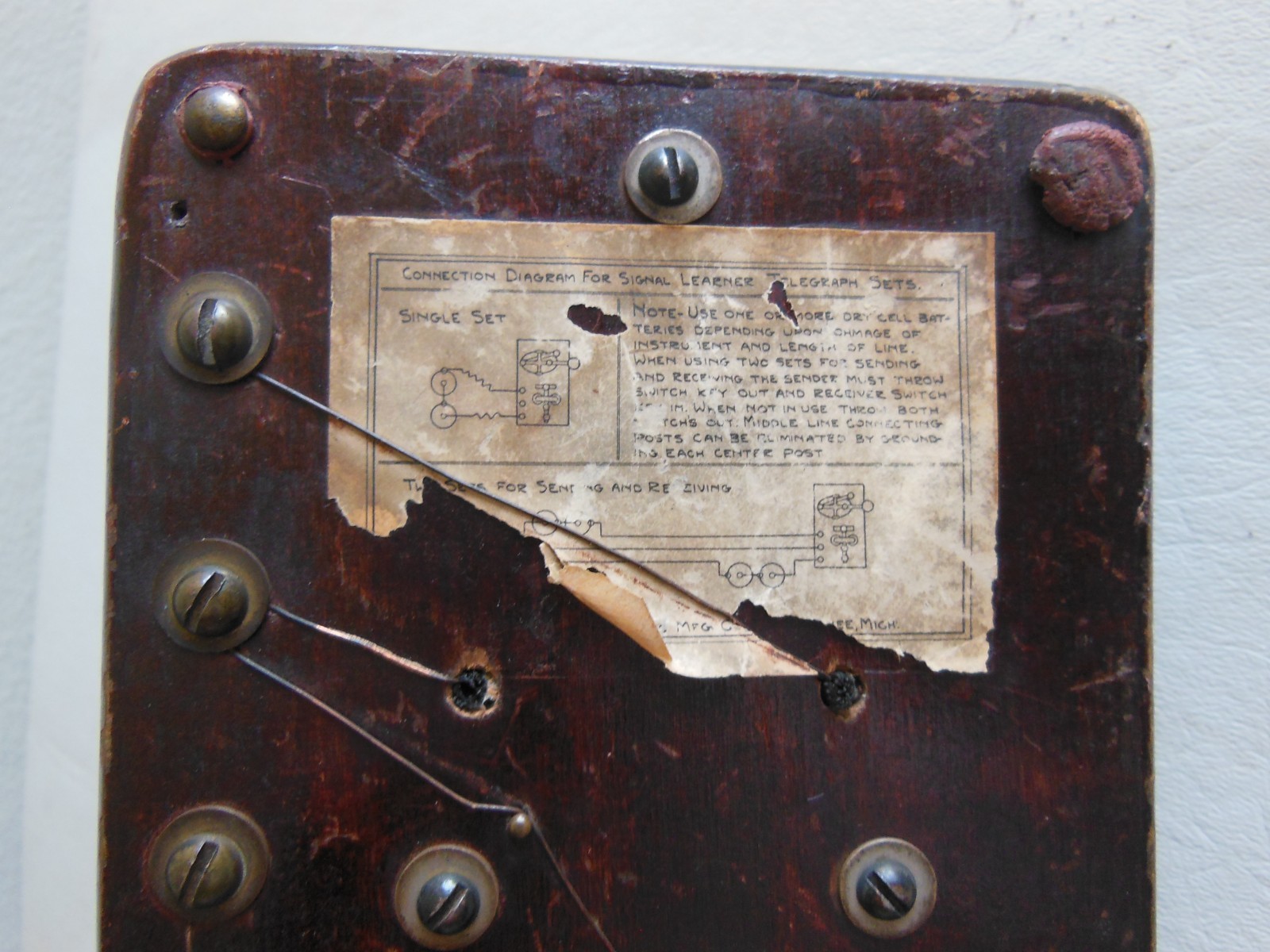 Antique Brass Telegraph Key & Sounder Set on Wood Base | Morse Code Railroad Ste