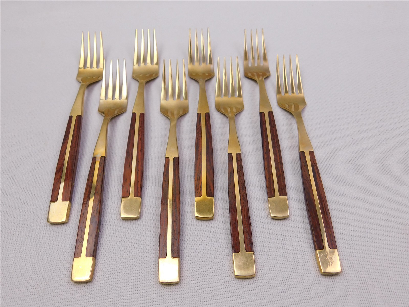 91Pcs JEAN-CLAUDE Bronze & Rosewood Flatware Set MCM Service for 8 + Service Pcs
