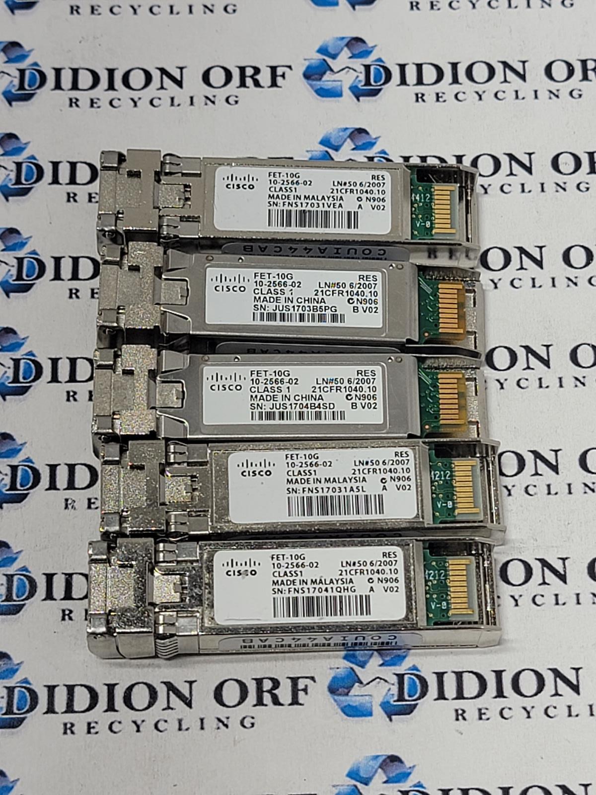 Lot of 5 Cisco FET-10G 10G SFP+ Fiber Optic Module SKU 3702