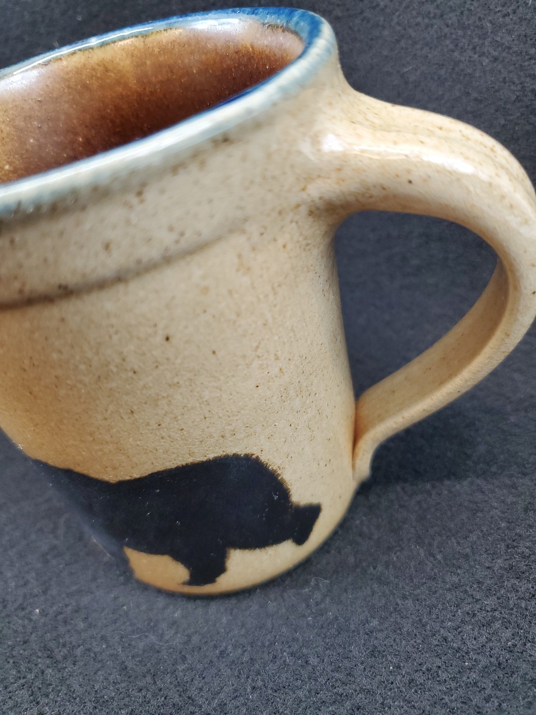 VTG Monroe Salt Works Pottery 4" Bear Tan Stoneware Mug Cabin Northwoods Lodge