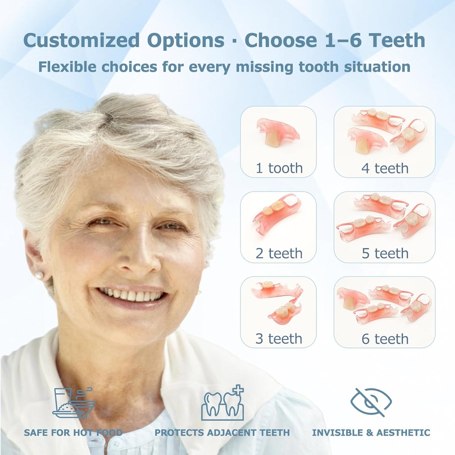 Partial Dentures for Women & Men, Custom Replacement Temporary Flipper Teeth ...