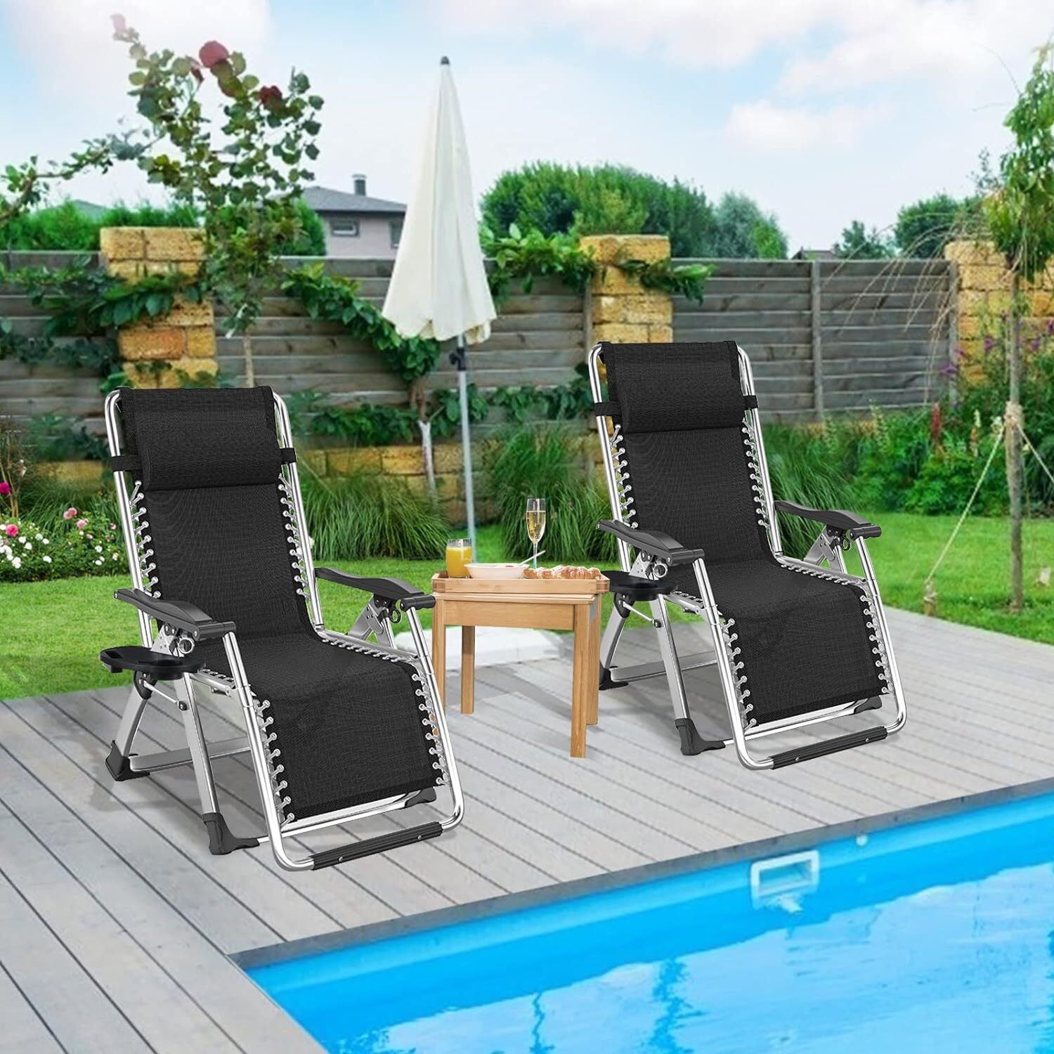 NAIZEA Zero Gravity Chair, Premium Lawn Recliner Folding Chaise Lounge & Cushion