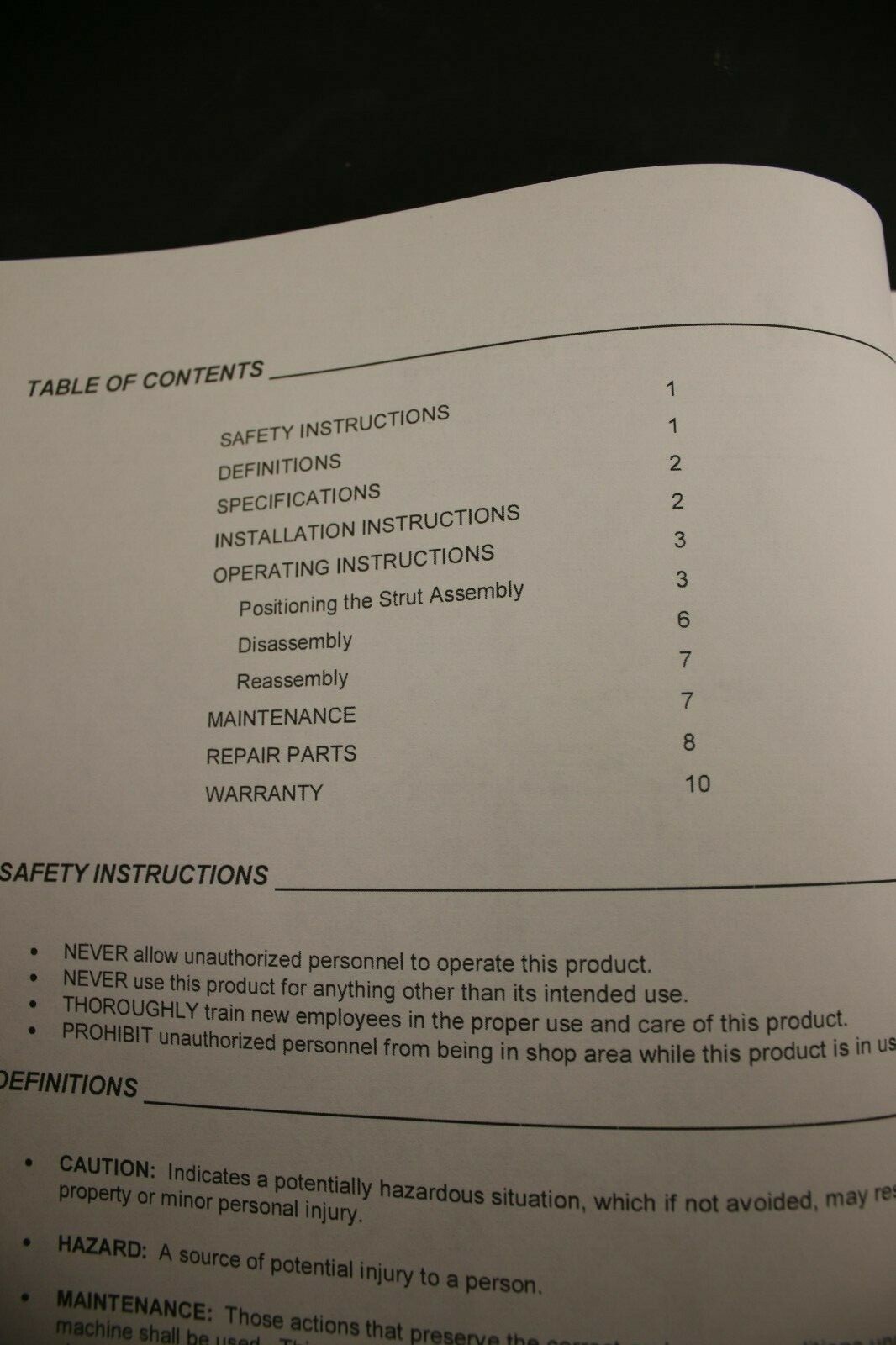 Branick 7400 Strut Spring Compressor Installation, Operation, & Repair Manual