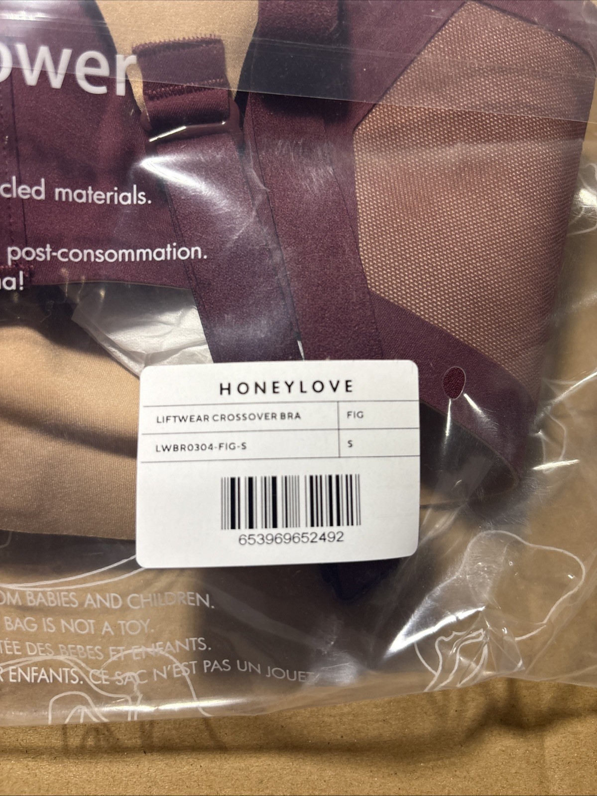 NWT Honeylove Liftwear Crossover Bra Size S Color Fig