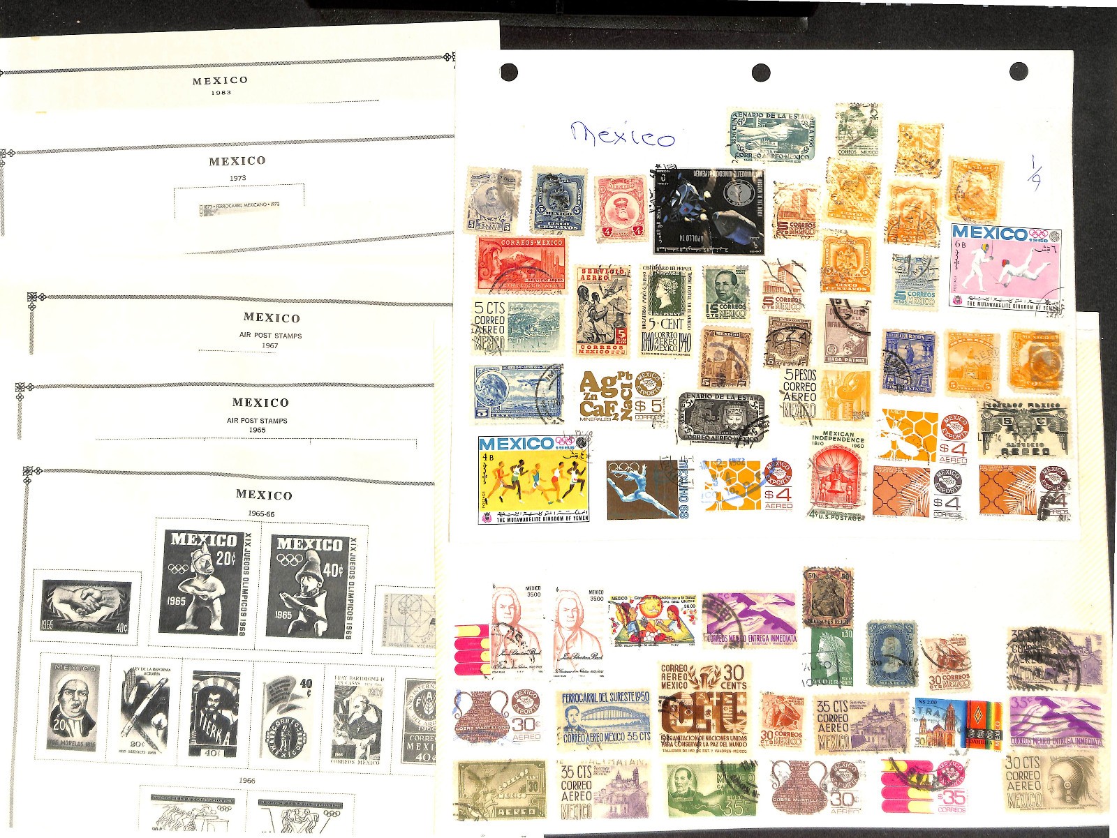 Mexico Stamp Collection on 60 Scott International Pages, 1856-1978 (BE)