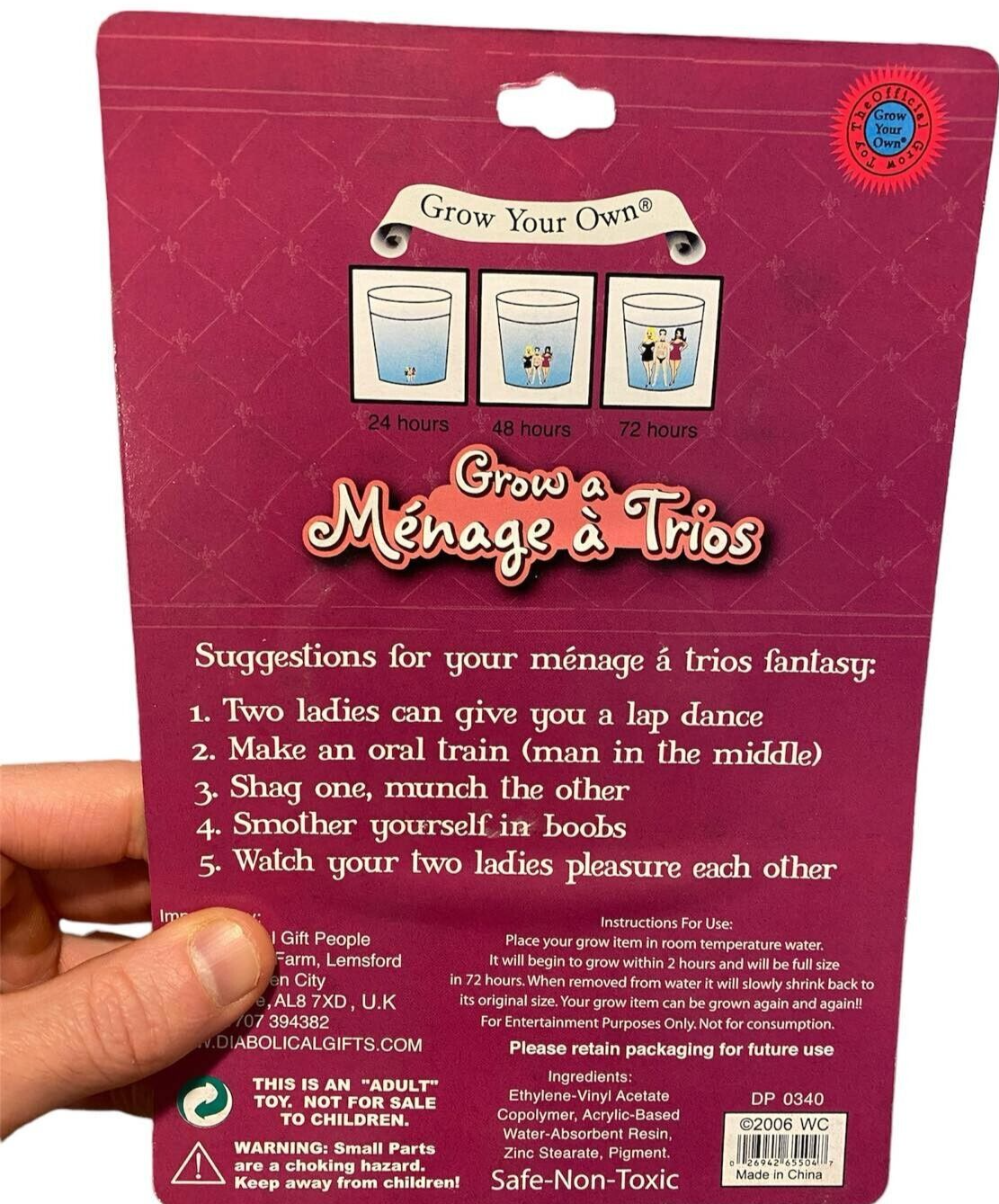 3pk Grow A Menage a Trios - Threesome - Funny Fantasy Gag Joke Novelty Gift