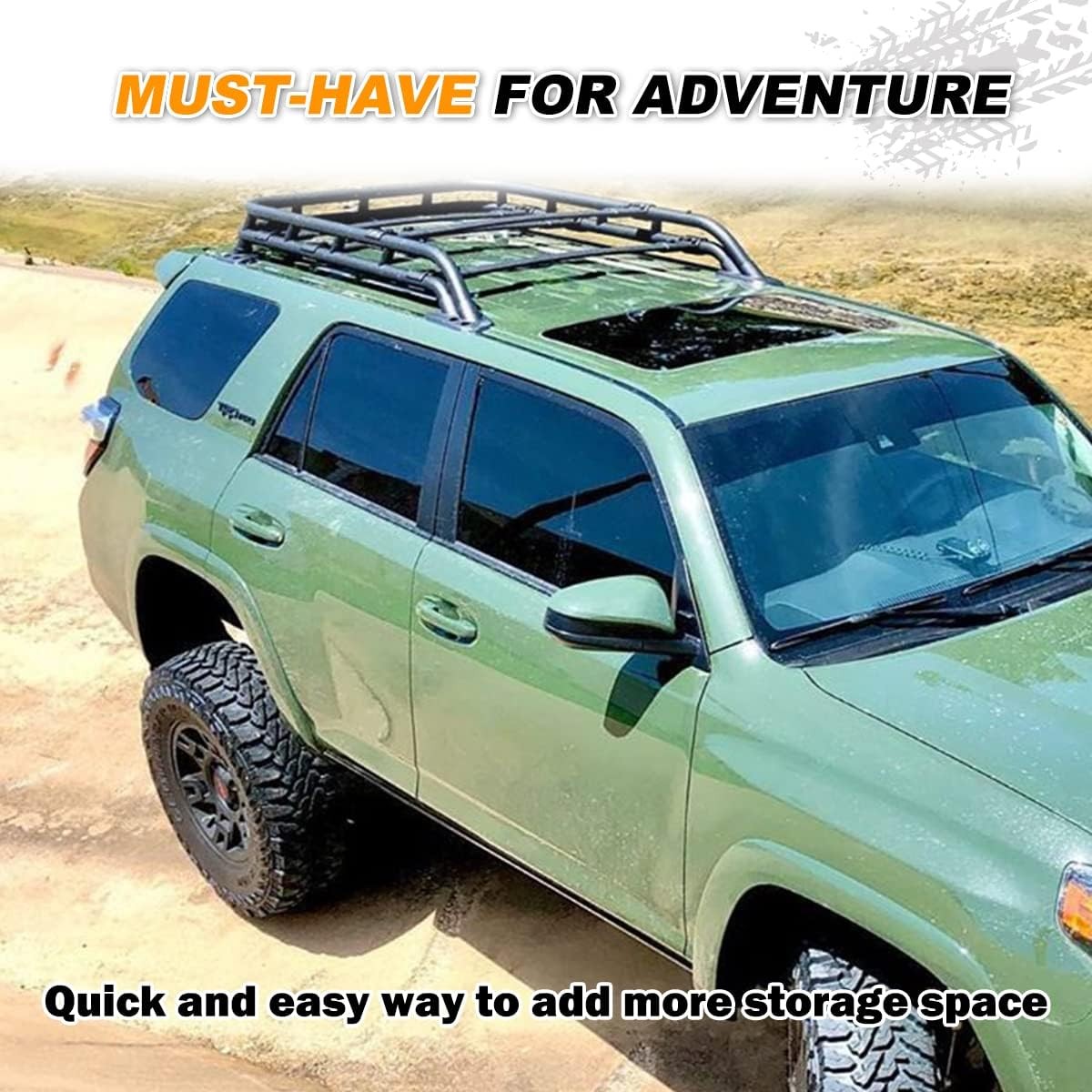 Roof Rack Basket Fit for 2010-2023 2024 Toyota 4Runner Rooftop Cargo Extra Bar