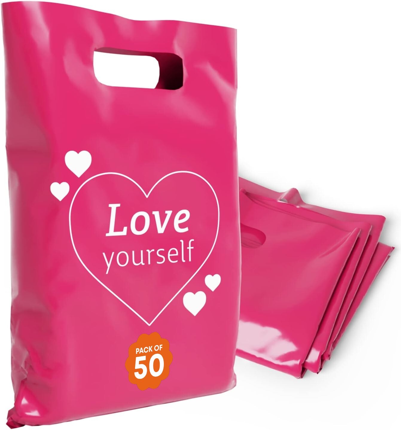 OPTIPAK 20x22 Plastic Bags – 50 Pack with Die-Cut Handles for Retail & Party