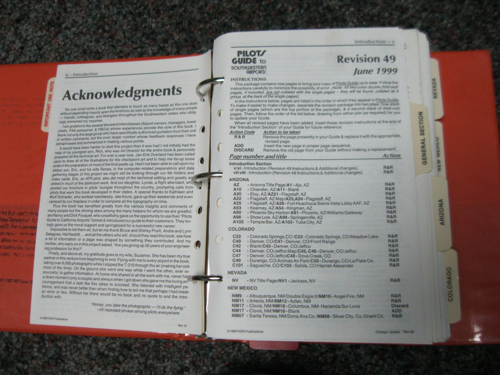 PILOT'S GUIDE TO SOUTHWESTERN AIRPORTS binder maps charts revision 49 1999