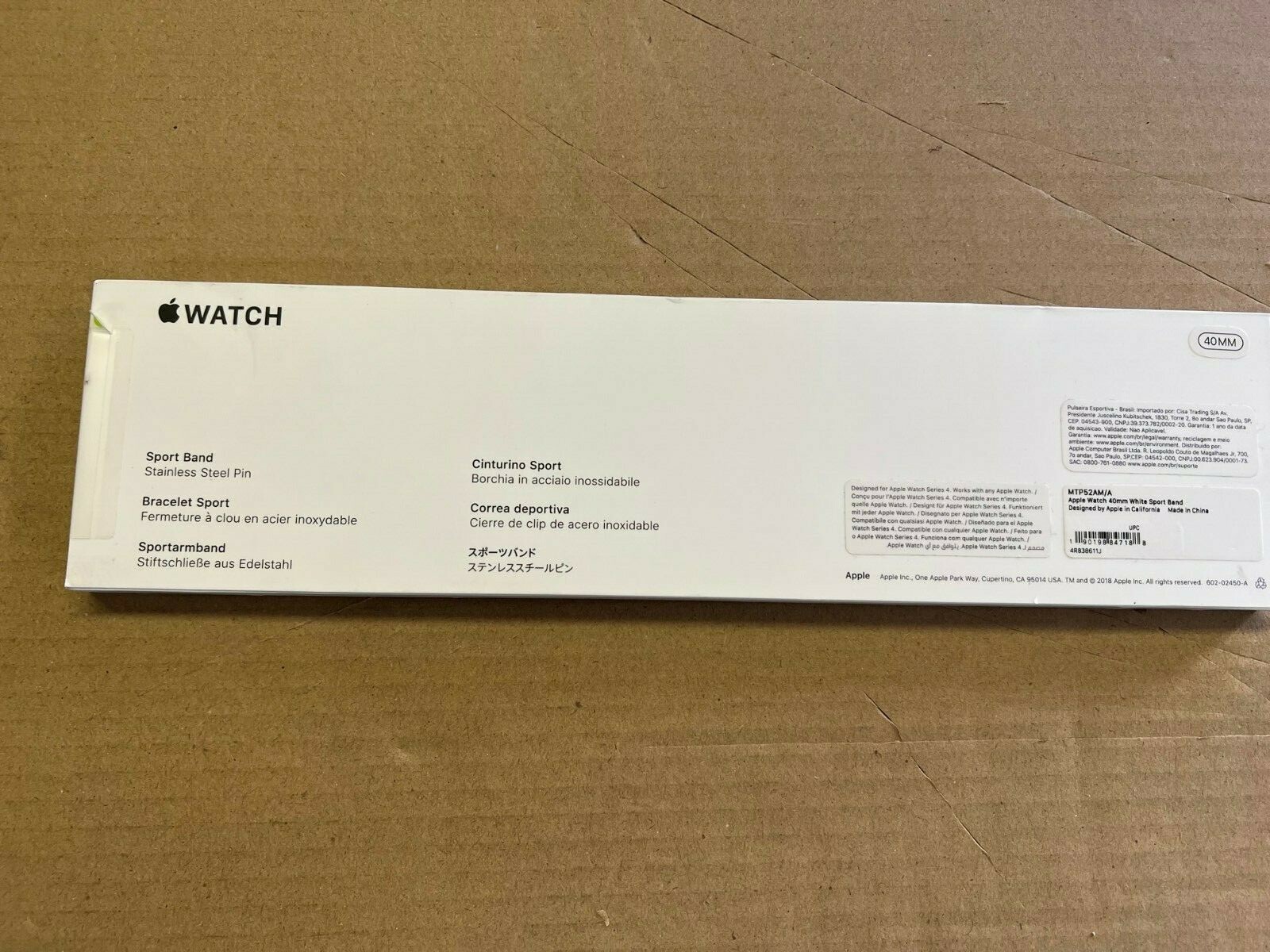 OPEN BOX OEM Apple Watch Sport Band 38mm 40mm White MTP52AM/A in Original Box