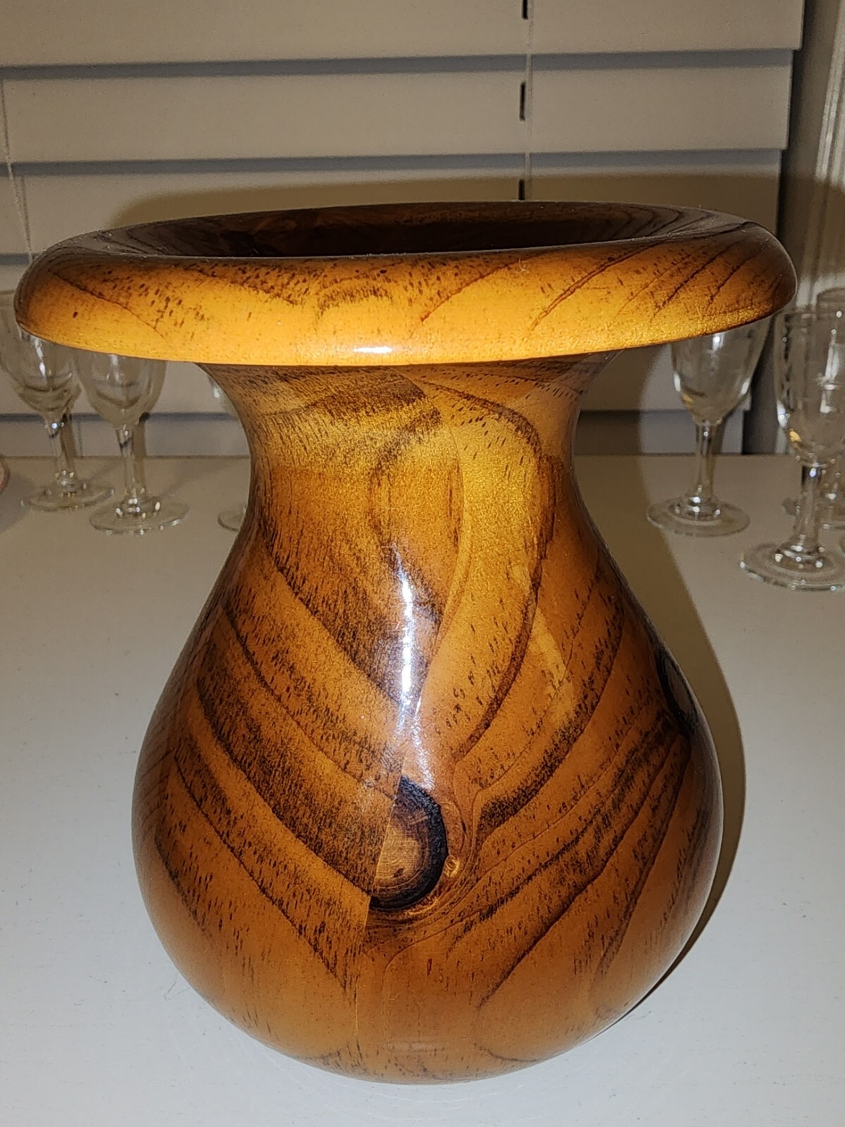 Beautiful Vintage MCM Wooden Vase And Bowls. (Set Of 3)