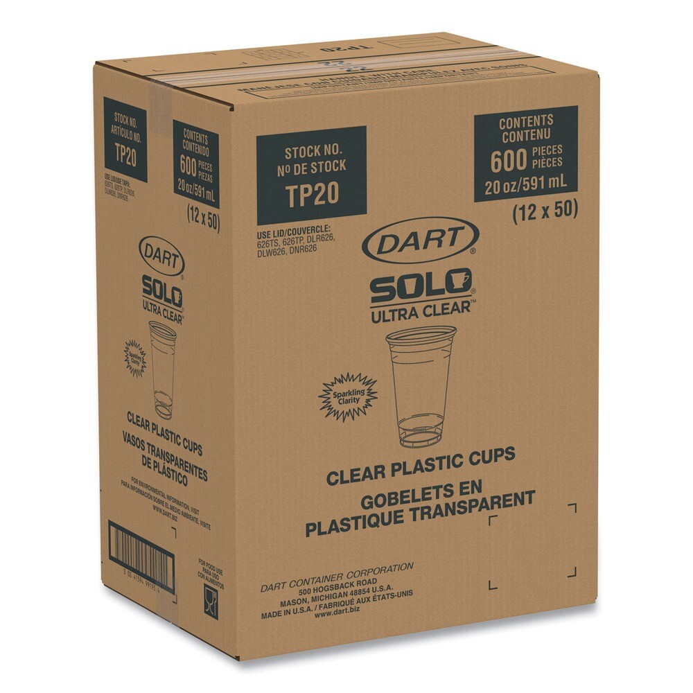 Dart TP20 PET Ultra Clear 20 oz Cups (50/BG, 12-BG/CT) New