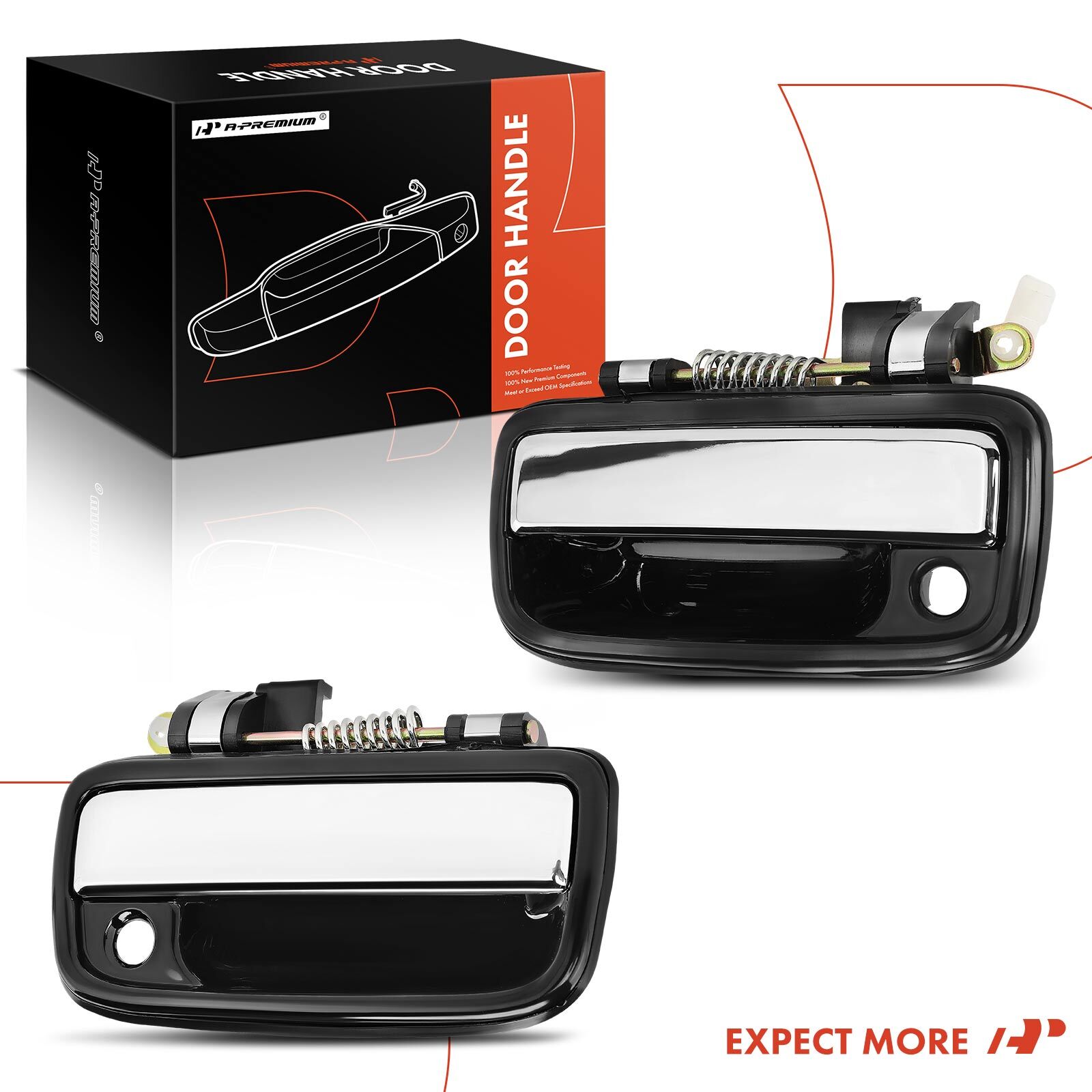 A-Premium 2x Front Textured Black Out Door Handle for Toyota Tacoma 1995-2004