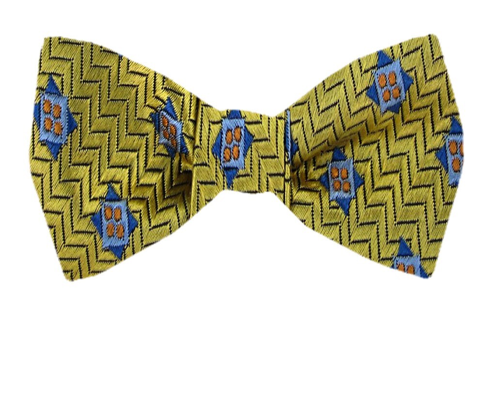 Boy's 100% Yellow Silk Designer Pre-Tied Woven Bowtie- NWT