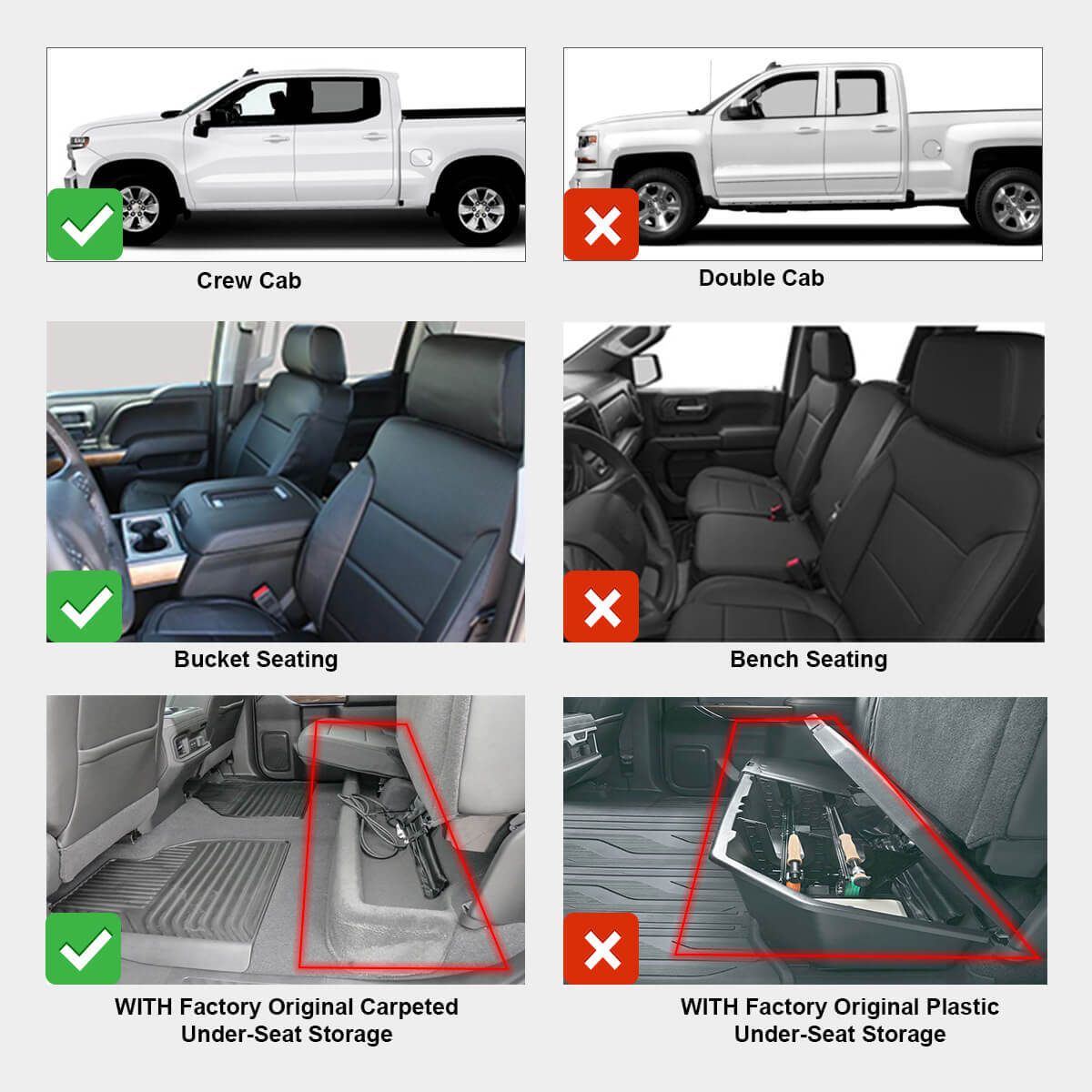 Floor Mat for GMC Sierra Silverado 1500 2500HD 2020 2021 2022 2023 2024 Liners