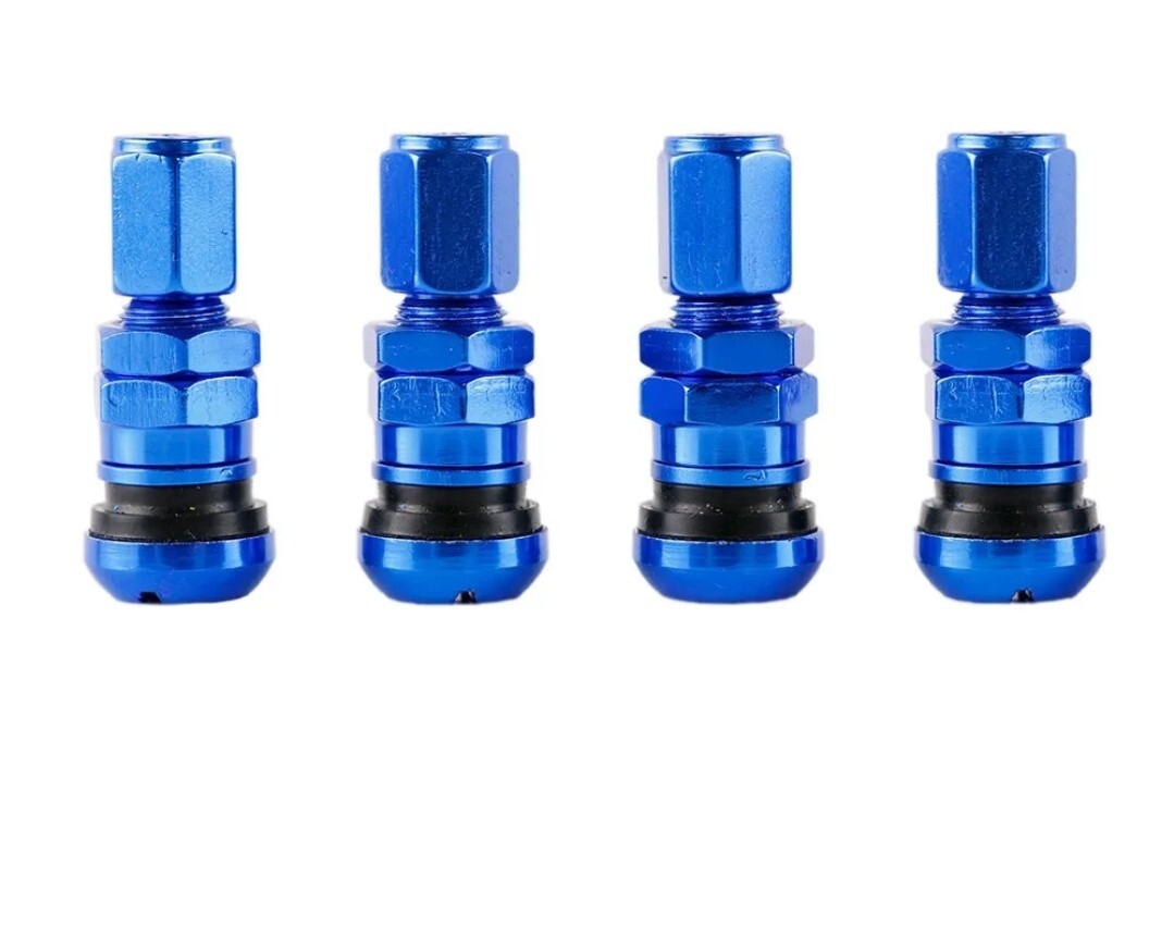 4 RAYS VOLK RACING BLUE FORGED ALUMINUM VALVE STEM CAPS WHEELS RIM UNIVERSAL JDM