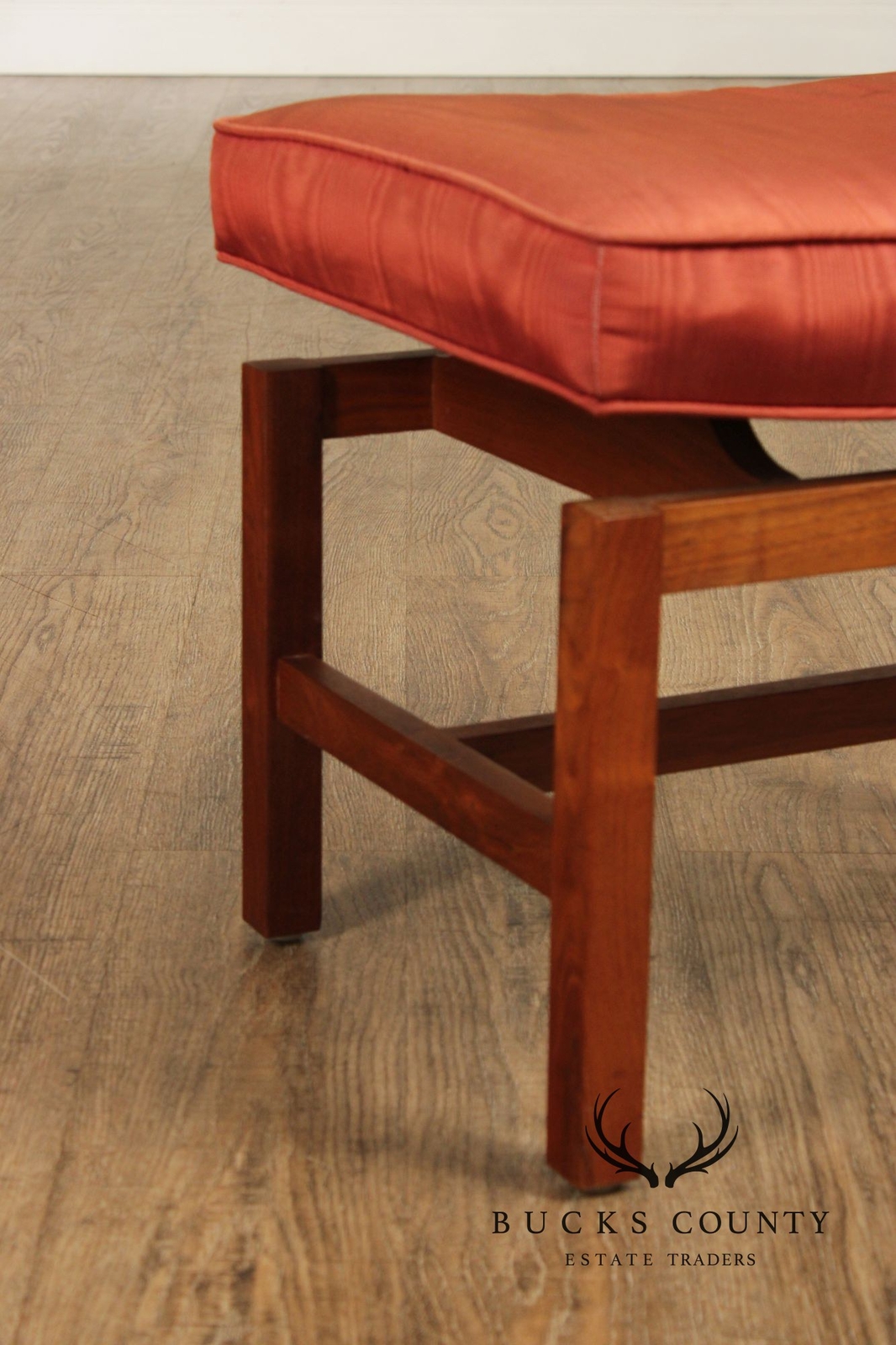 Jens Risom Mid Century Modern Pair Of Walnut Stools