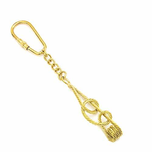 Knotted Key Chain Nautical Solid Brass Carabiner Split Ring Pirate Maritime Gift