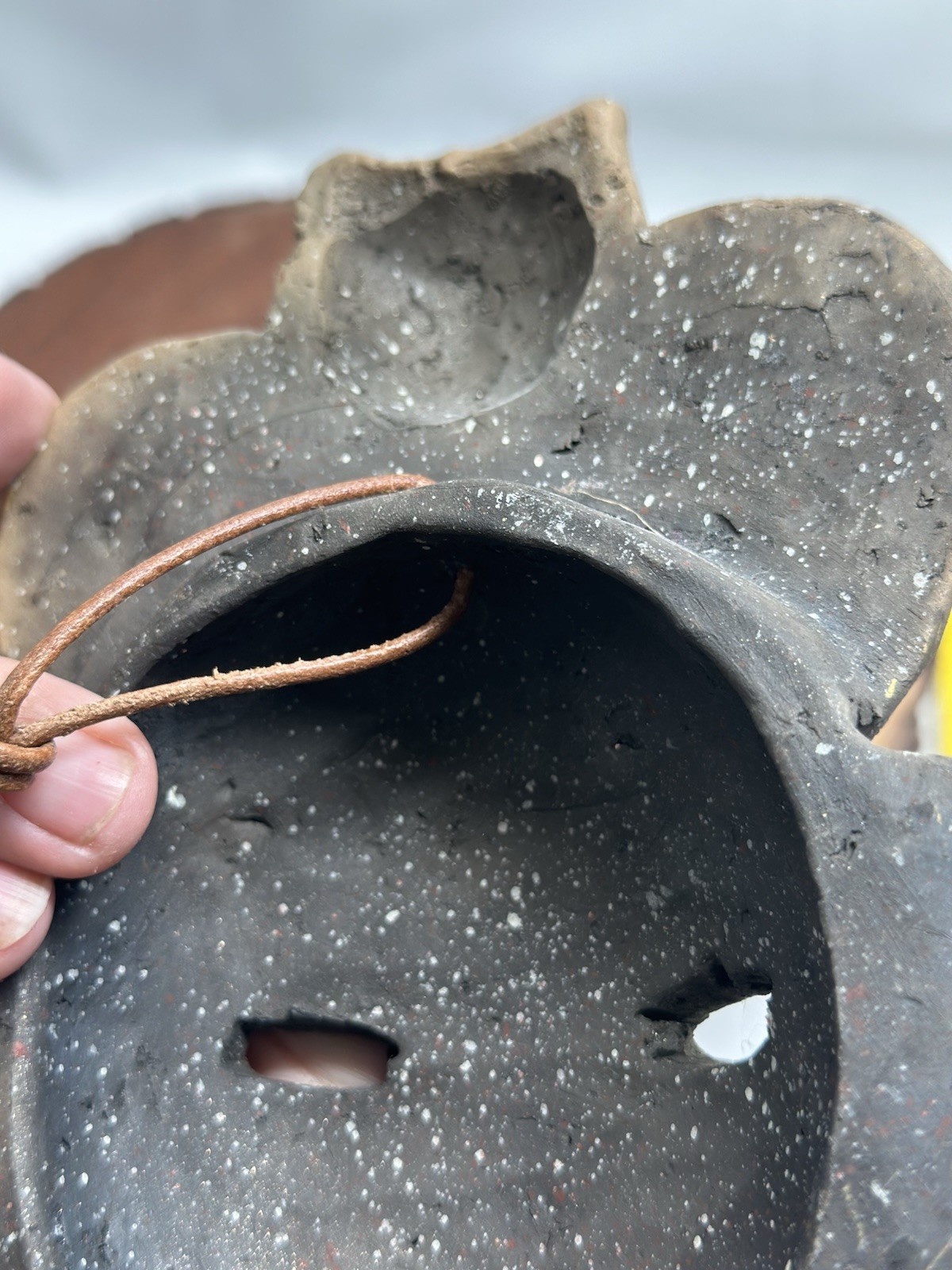 Vintage Stoneware Clay Aztec Folk Art Tribal Mayan Face Mask Wall Hanging