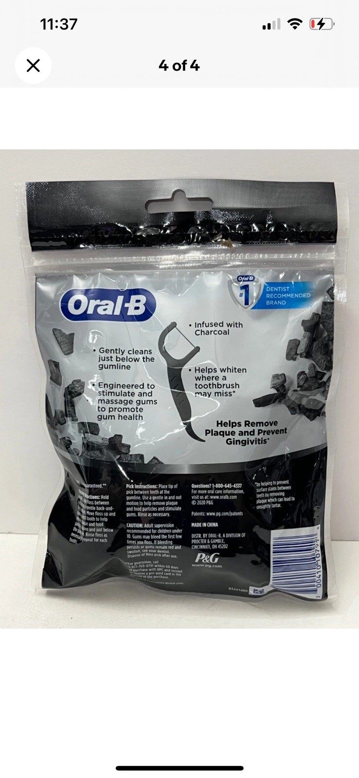 Oral-B Flossers Toothpicks Charcoal Mint Dental Picks 75ct (225 Total) Lot of 3