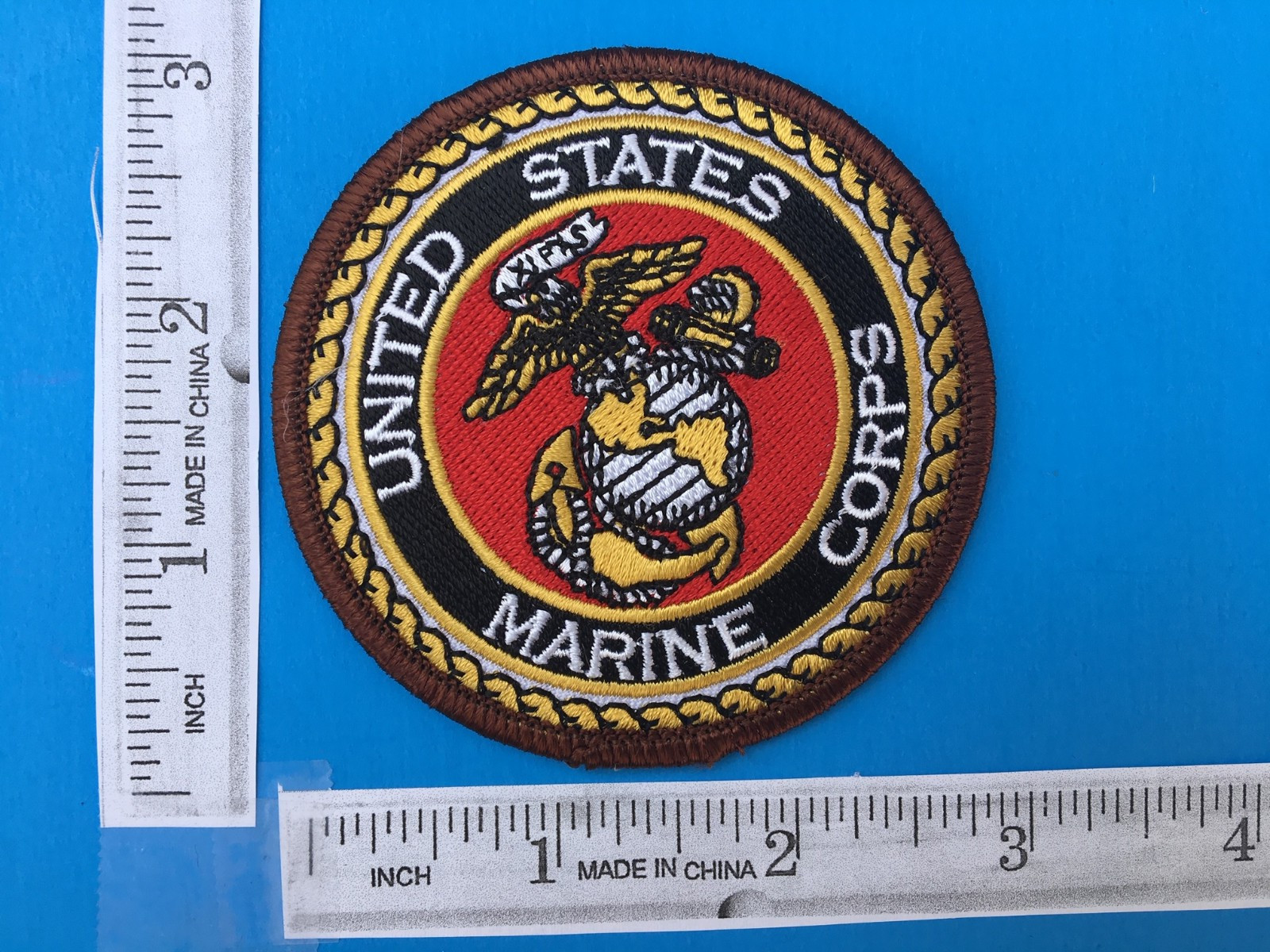 USMC US MARINE CORPS EMBROIDERED PATCH IRON-ON SEW-ON 3" ROUND APPLIQUE- HI QLTY