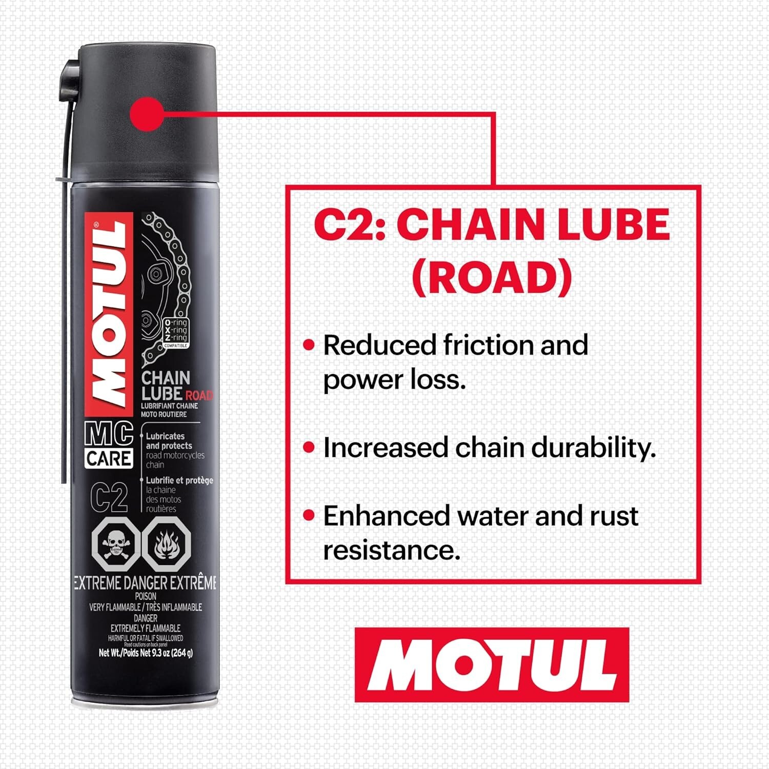 MOTUL 109767 Motorcycle Chain Clean Lube Kit C1 C2 Complete MC Care System Road