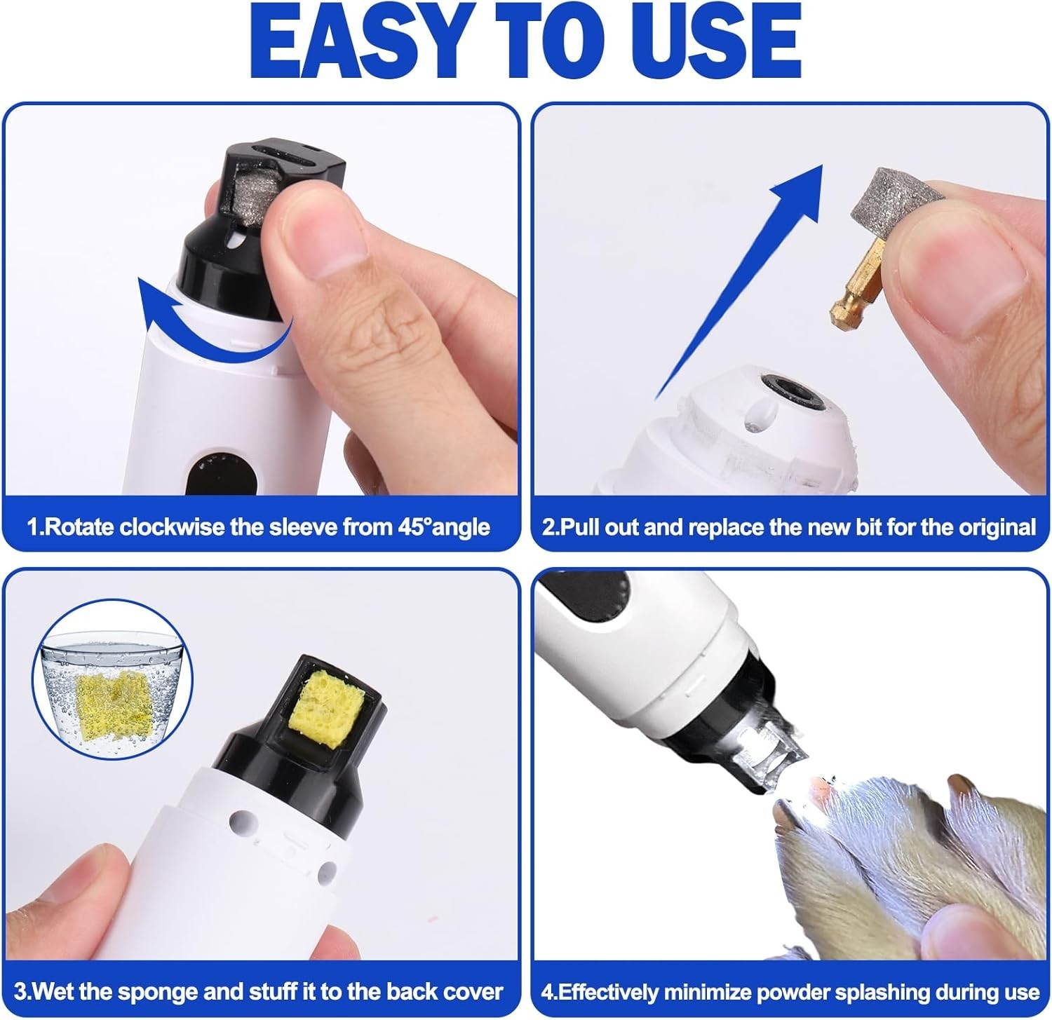 Upgraded Silent Groom Pro Nail Grinder Heusom Silent Grind Pro for Dogs Nail NEW