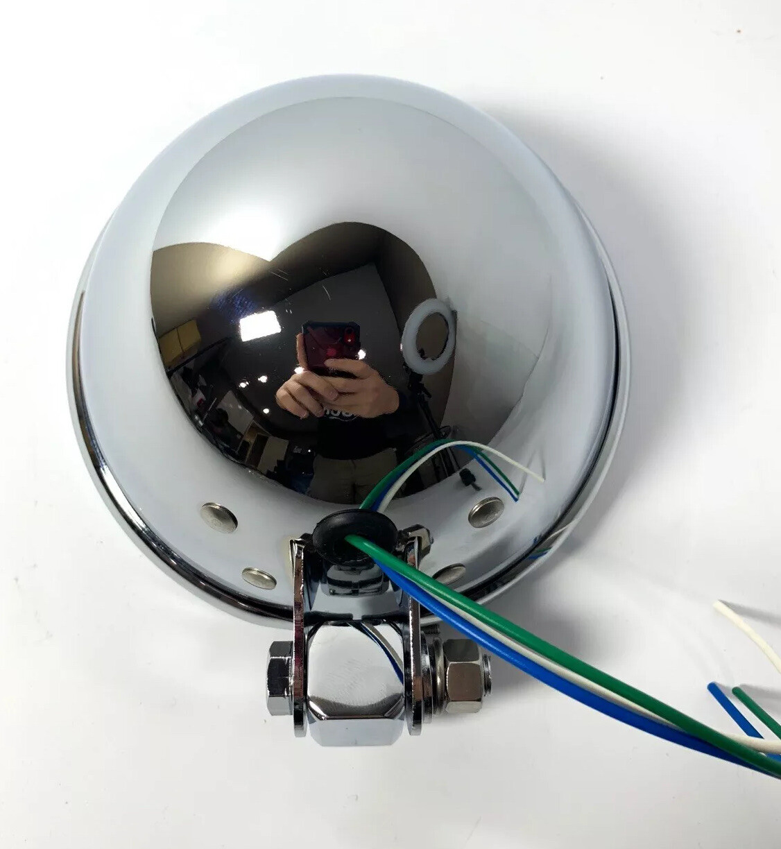 Chrome Motorcycle Headlight Headlamp Bucket Housing Bottom Mount - 5 3/4" Inch