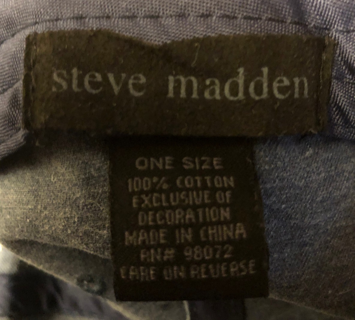 Steve Madden "Coffee First" Washed Denim Baseball Cap