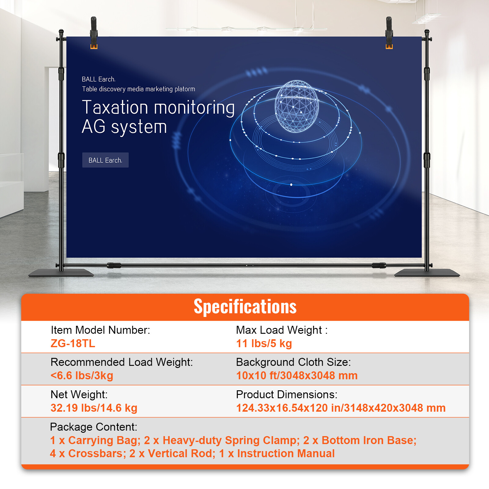 VEVOR Pipe and Drape Kit Heavy Duty Backdrop Stand Carbon Steel Base 10x10 ft