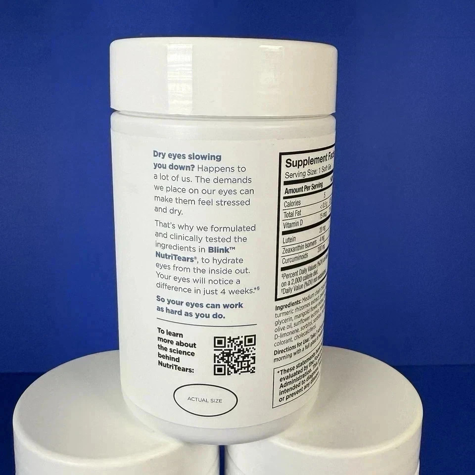 Blink NutriTears Supplement for Dry Eyes – Clinically Proven 3 pack, 50 Softgels