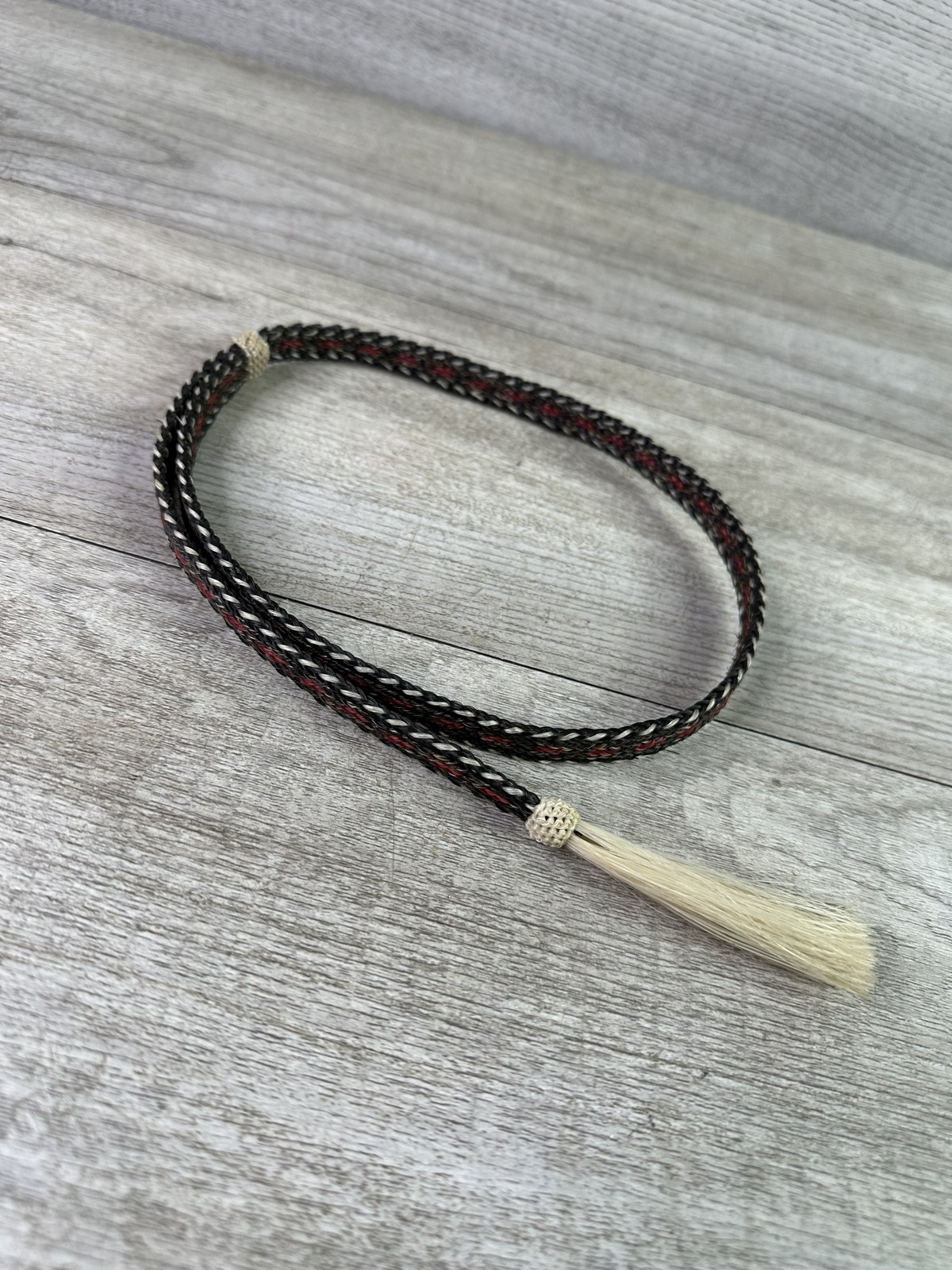 Braided Horsehair Hat Band Western Tack Black Red White Tassel Adjustable
