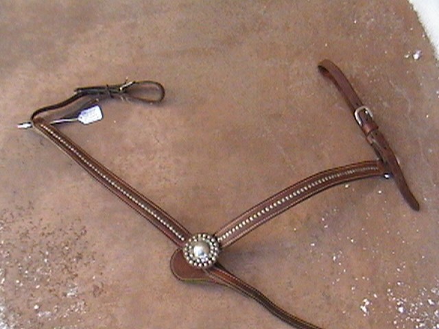 COWPERSON TACK SILVER STUD HORSE BRIDLE HEADSTALL & BREAST COLLAR FOR SADDLE