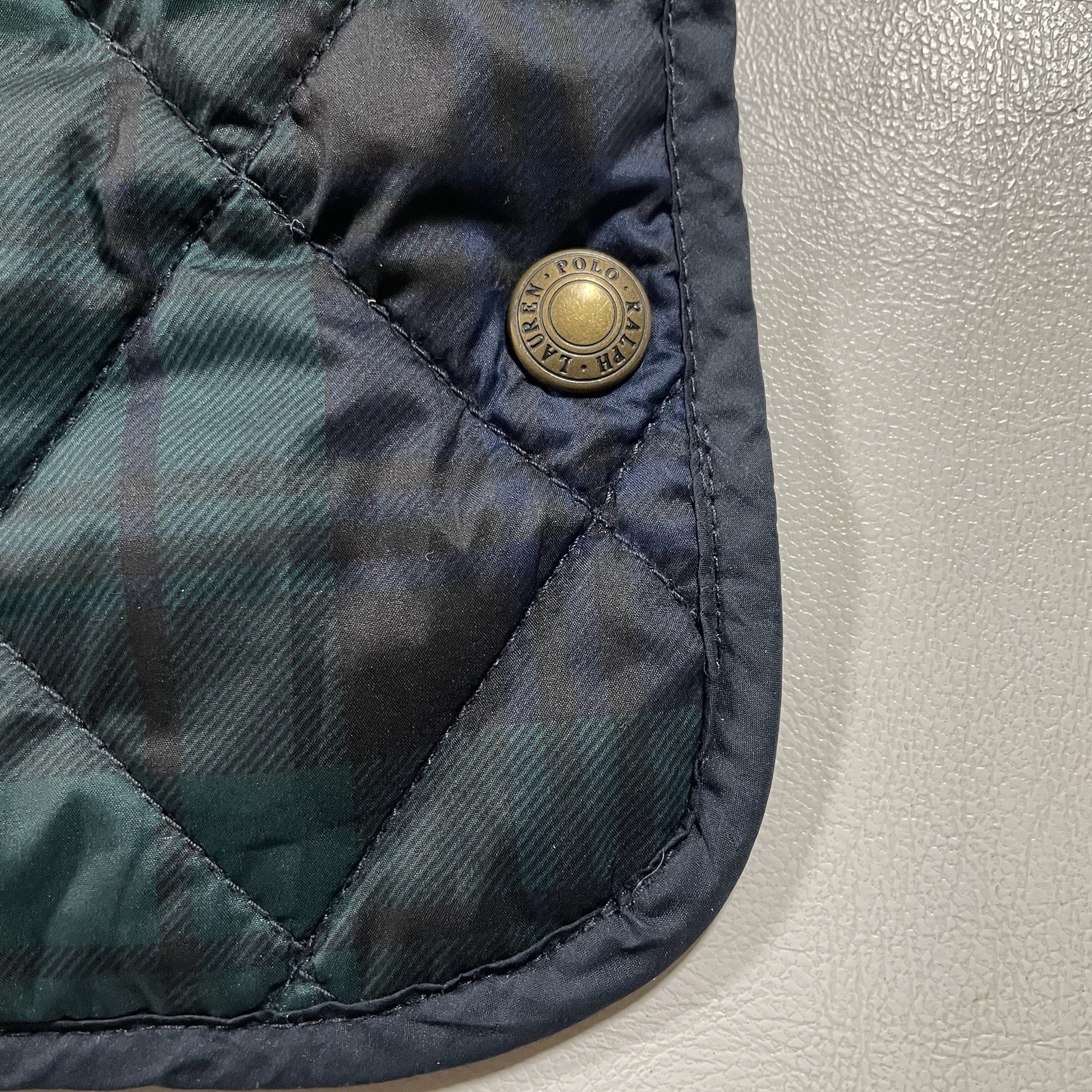 Polo Ralph Lauren Girls Kids 6X Reversible Quilted Plaid Jacket Snap Shield