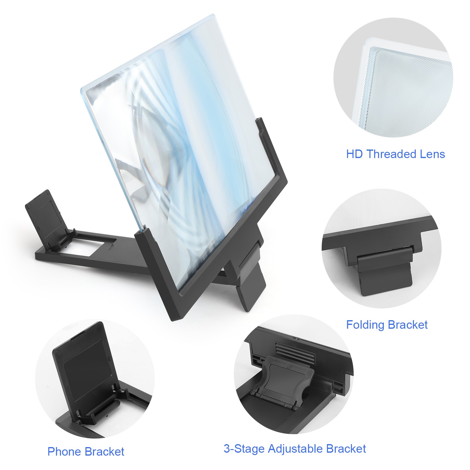 14" Smartphone Screen Magnifier 3D HD Mobile Phone Video Amplifier Stand Bracket