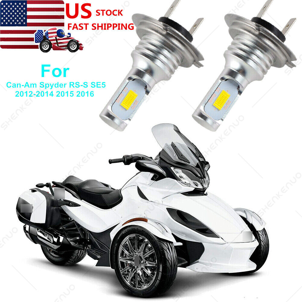 For Can-Am Spyder RS-S SE5 2012-2014 2015 2016 LED Headlight 8000K 100W 2x Bulbs