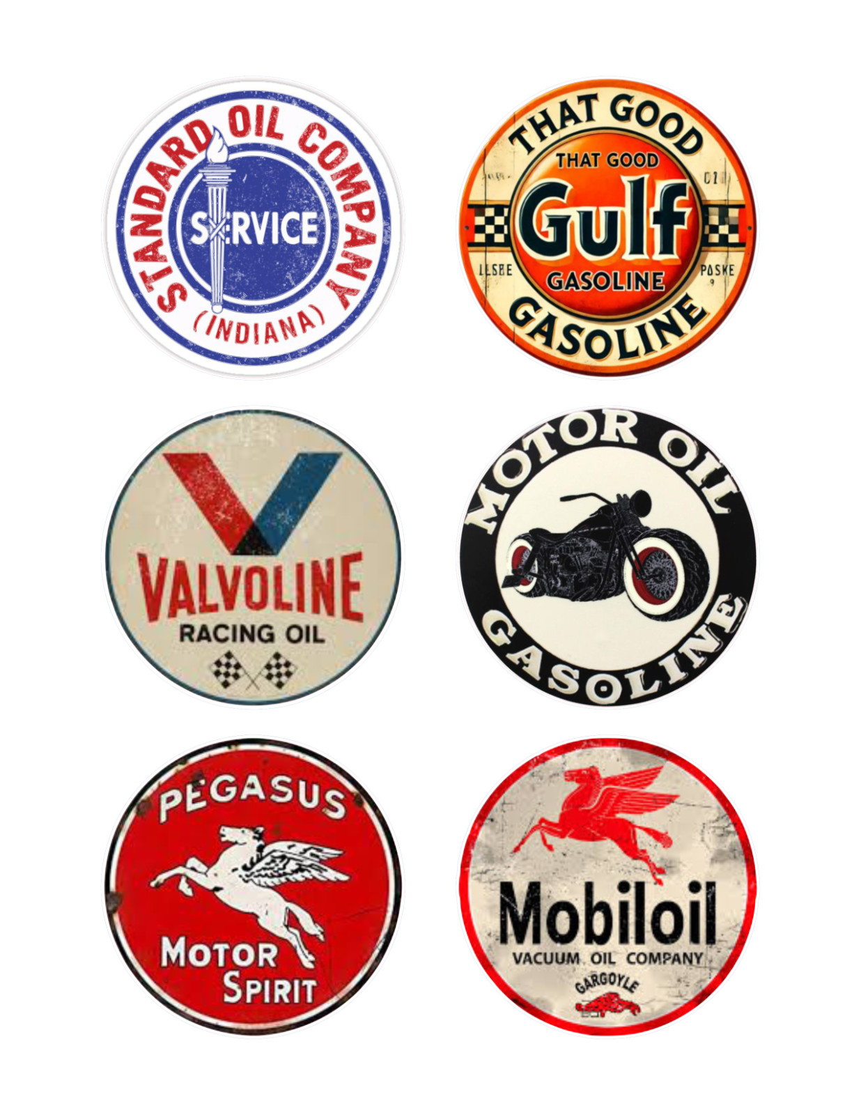 Set of 6 Vintage Motor Oil Gas Petro Cooler Toolbox Stickers Car Truck 3inch