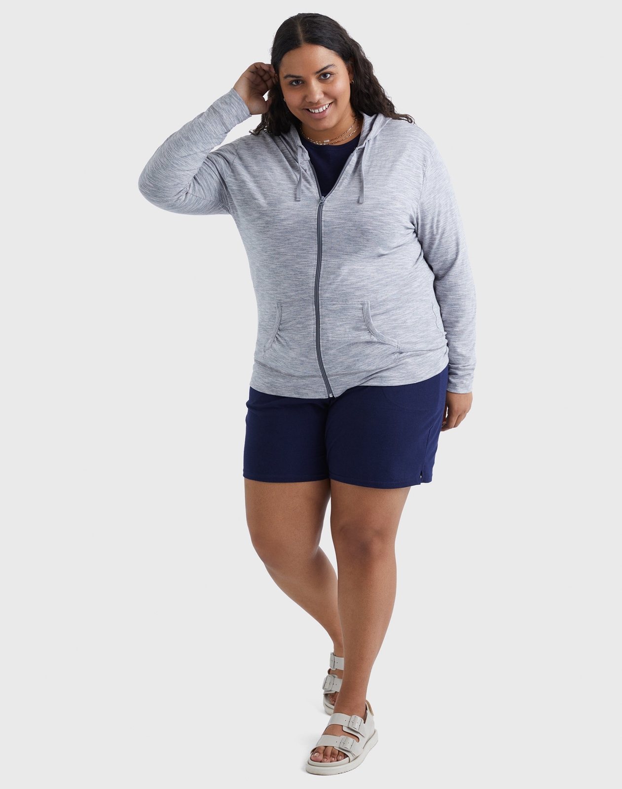 Just My Size Hoodie Women Full-Zip SlubCotton Lightweight Jersey Packets 1XL-5XL