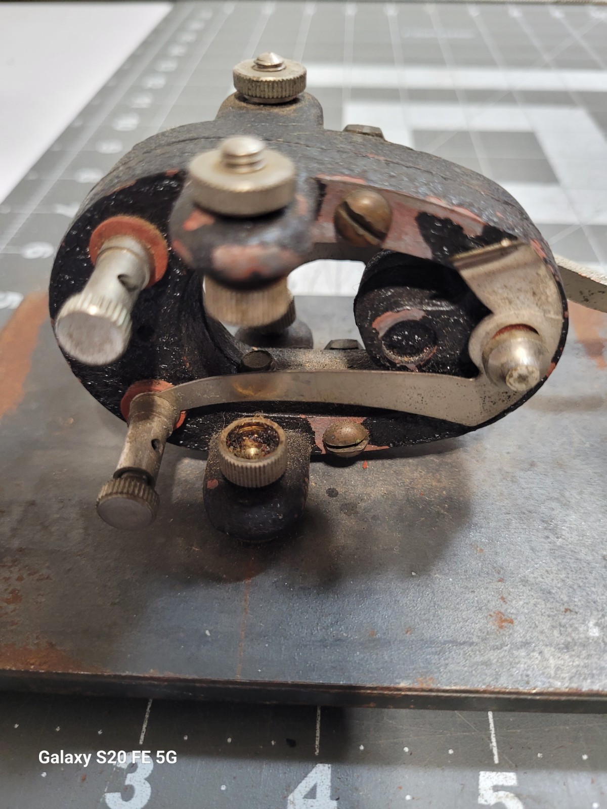 Telegraph Key Mounted On Metal Board Unknown Brand