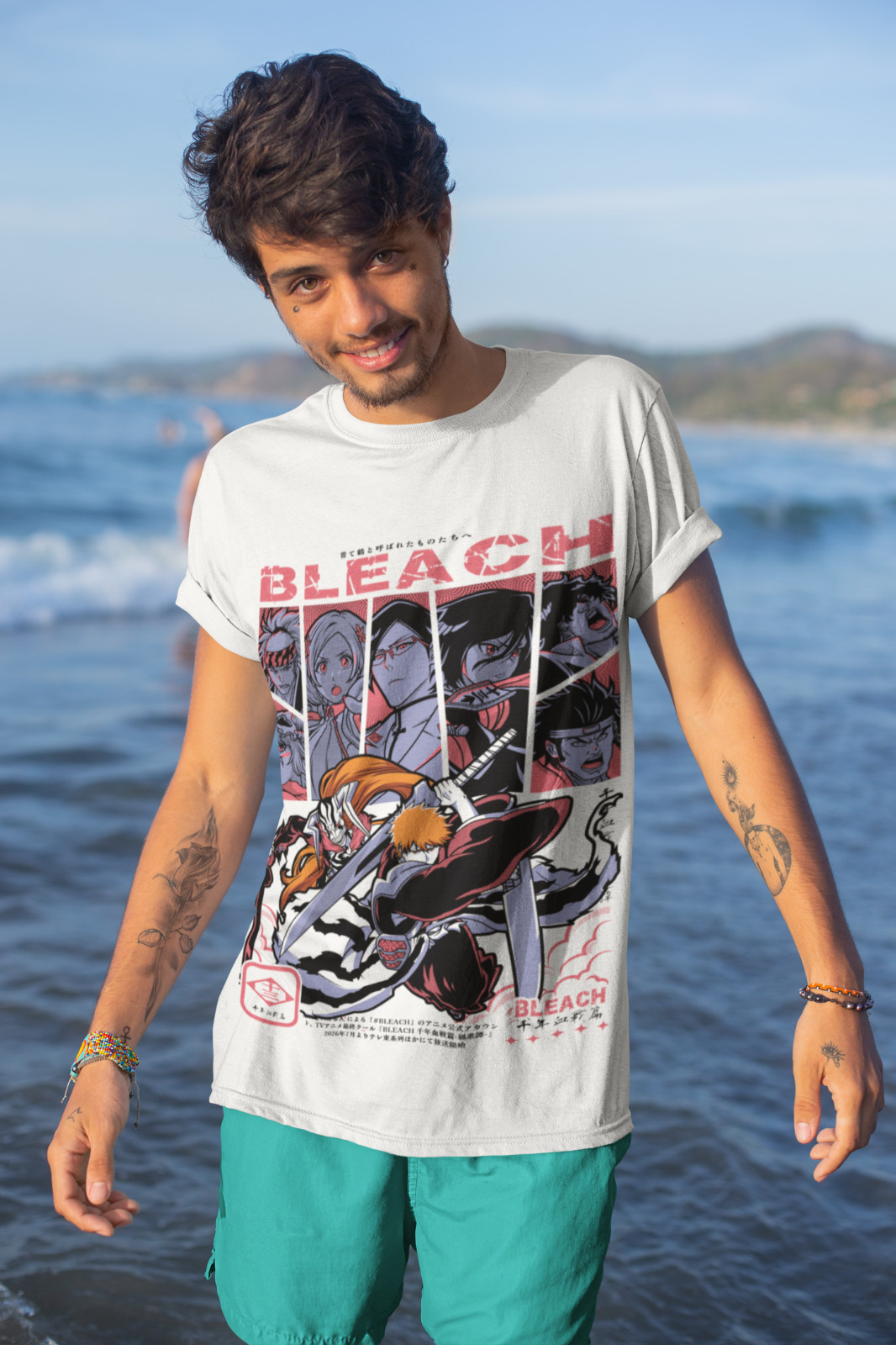 Bleach Ichigo T-Shirt Kurosaki Moon Kawai Anime Horror Manga Gift shirt All Size